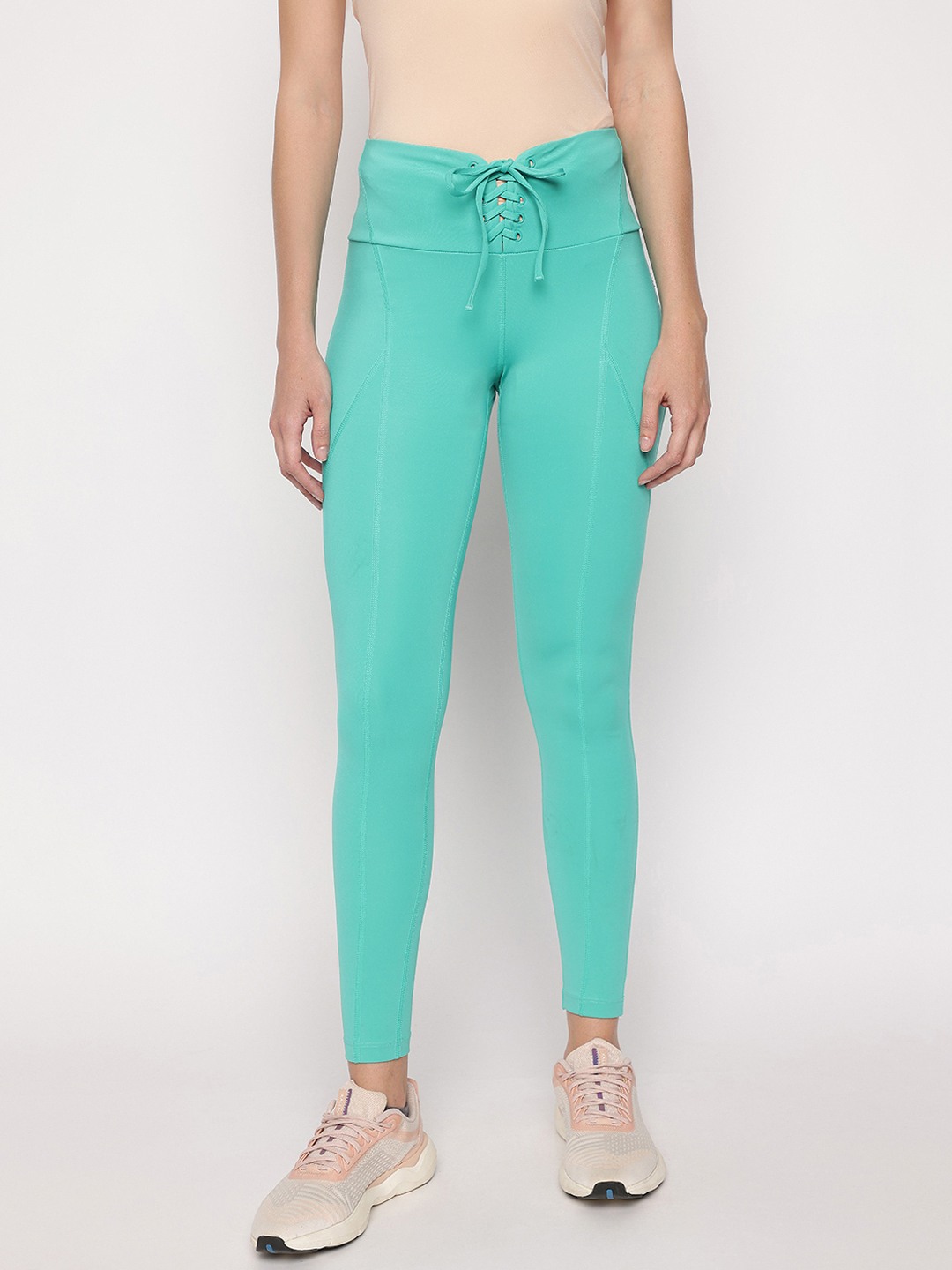 Green Solid Skinny Fit Agatha Leggings