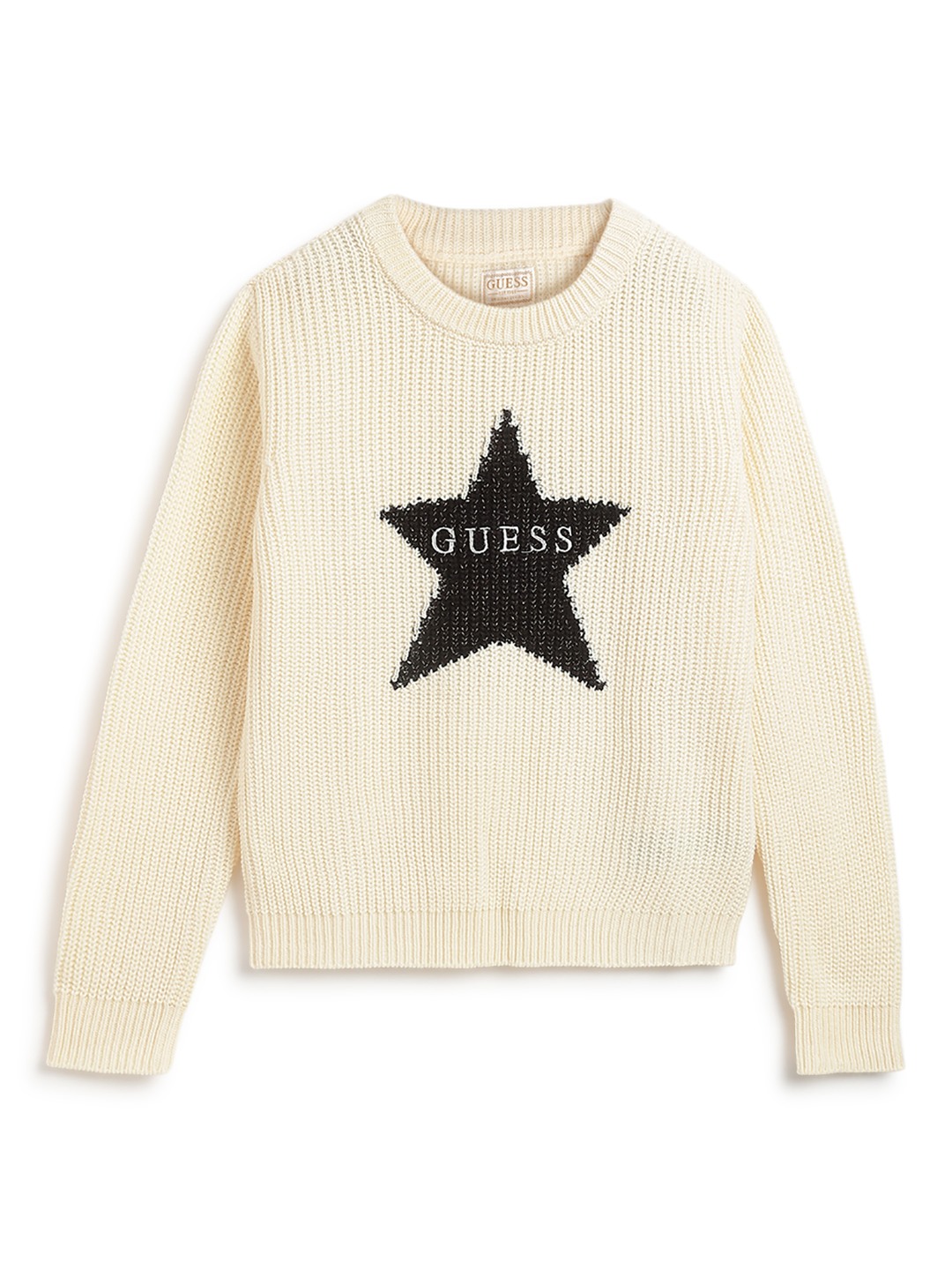 Cream Printed Round Neck Sweater