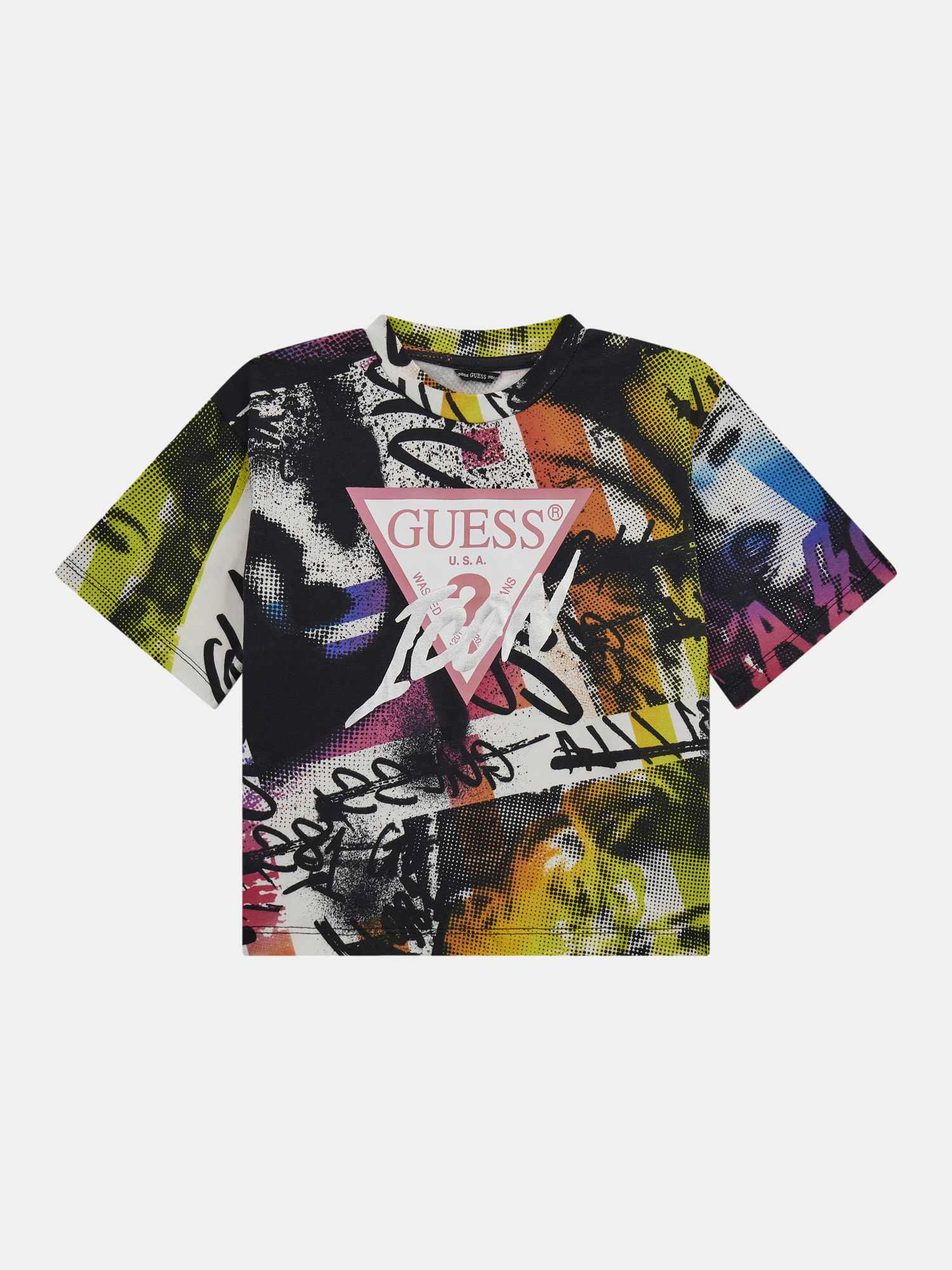 Multi Round Neck Short Sleeves Printed T-Shirt