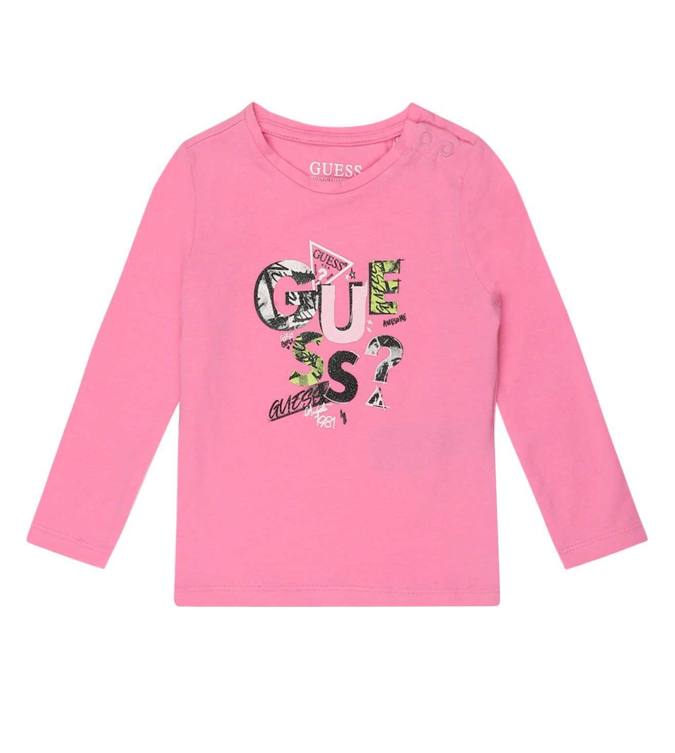 Guess Pink Cotton Printed GIRLS T-Shirts