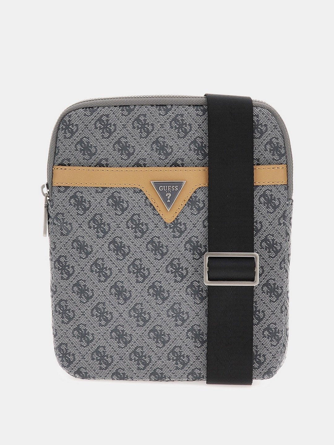 Grey Printed PU Crossbody Bag