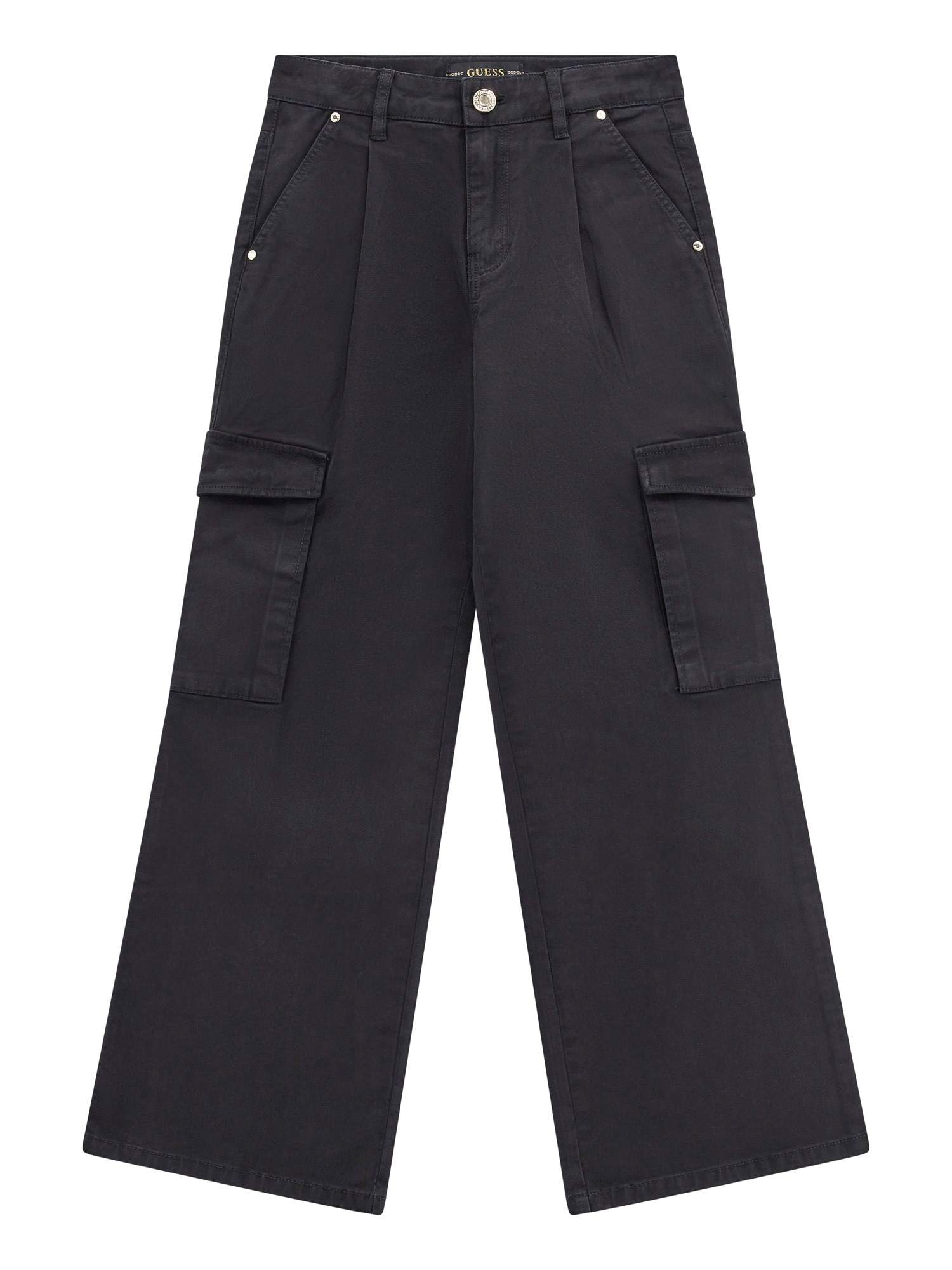 Black Solid Single Pleated Cargo Trouser
