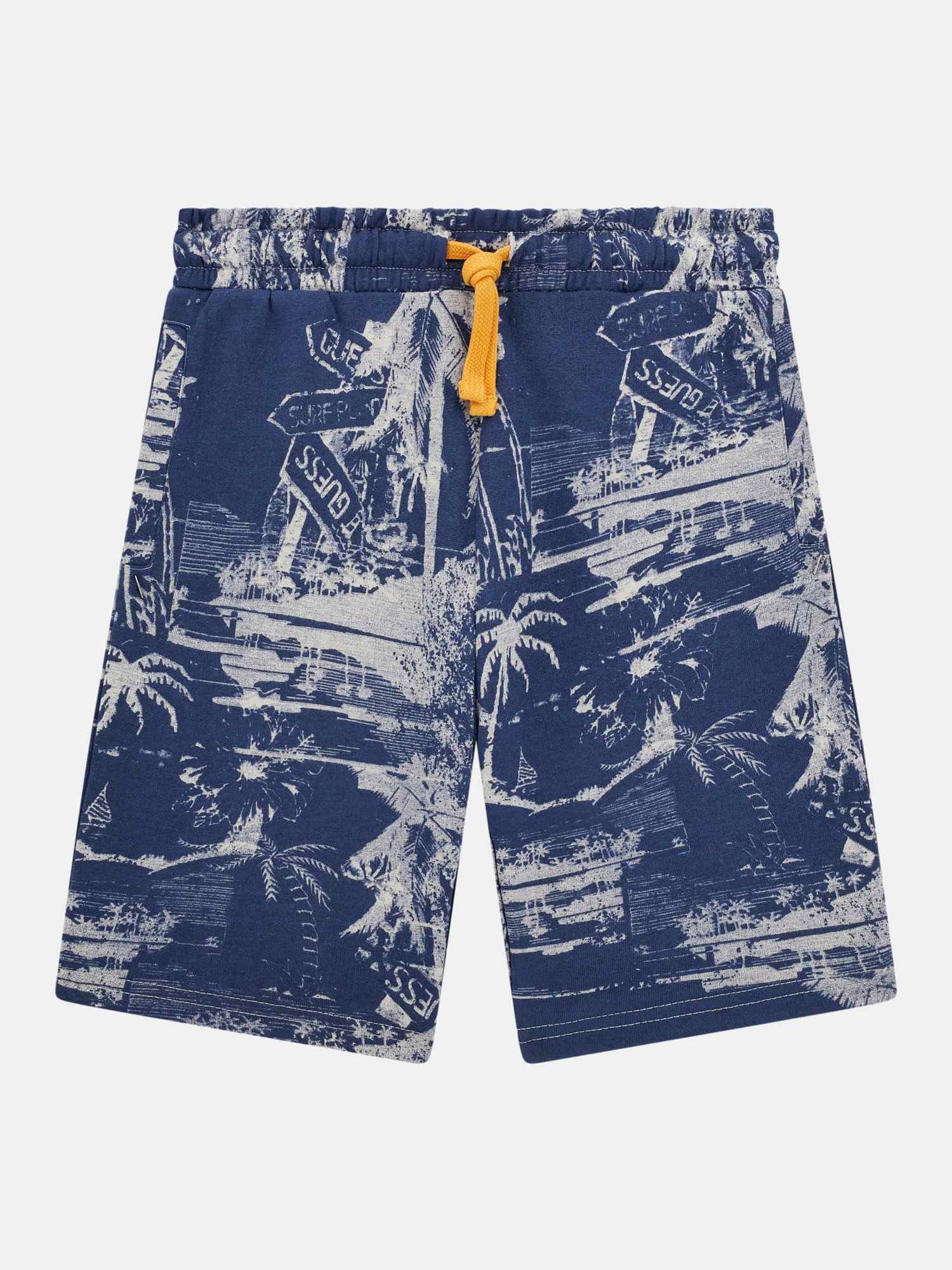 Blue Cotton Tropical Boys Active Shorts