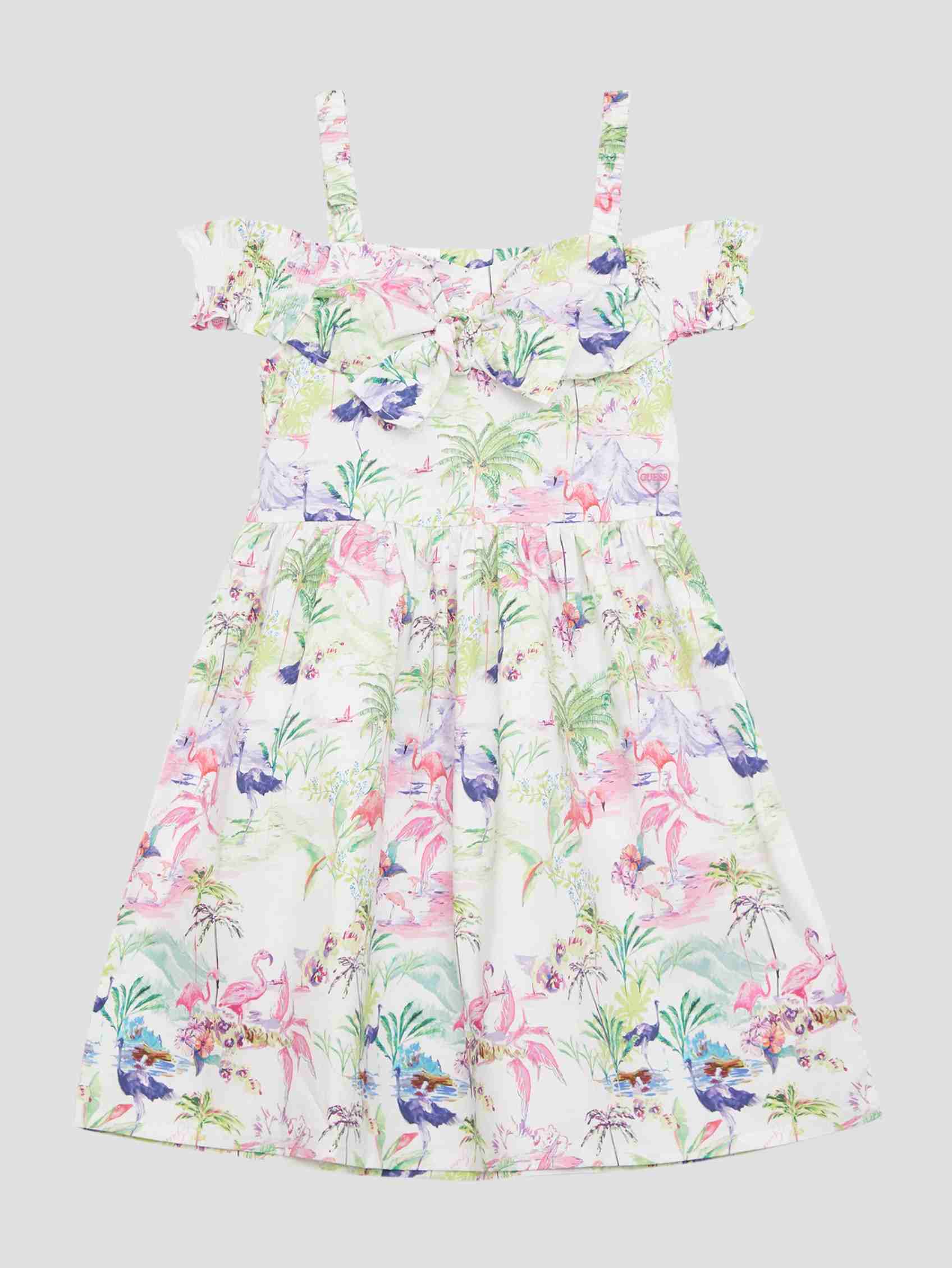 Multi Shoulder Strap Short Sleeves Printed Fit And Flare Dress