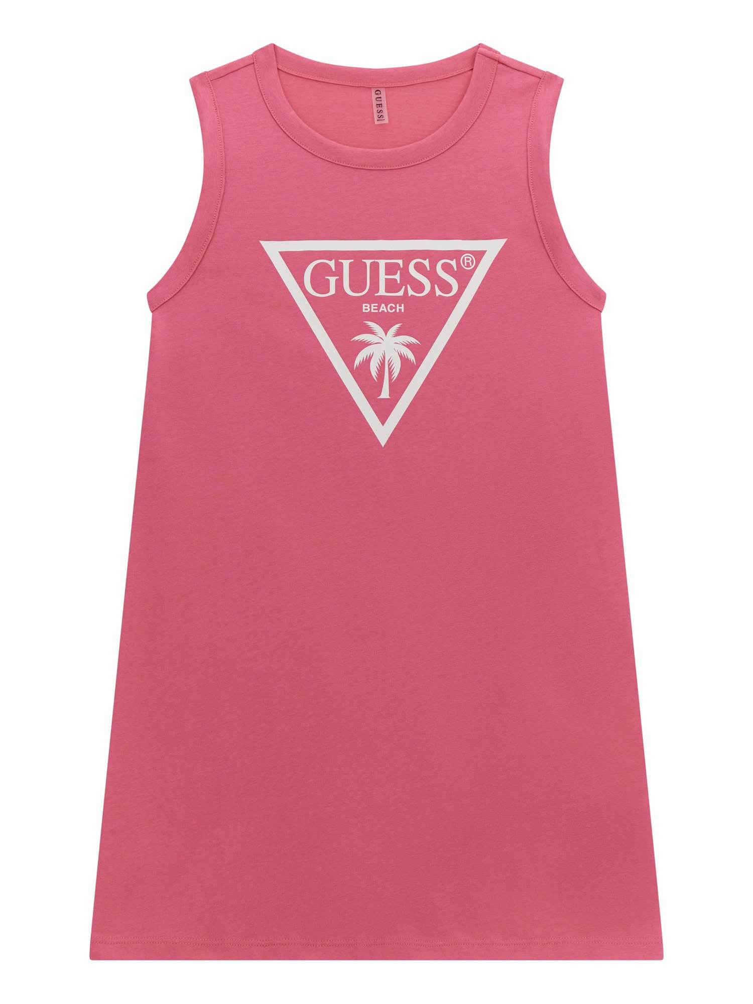 Pink Round Neck Sleeveless Printed T-Shirt Dress