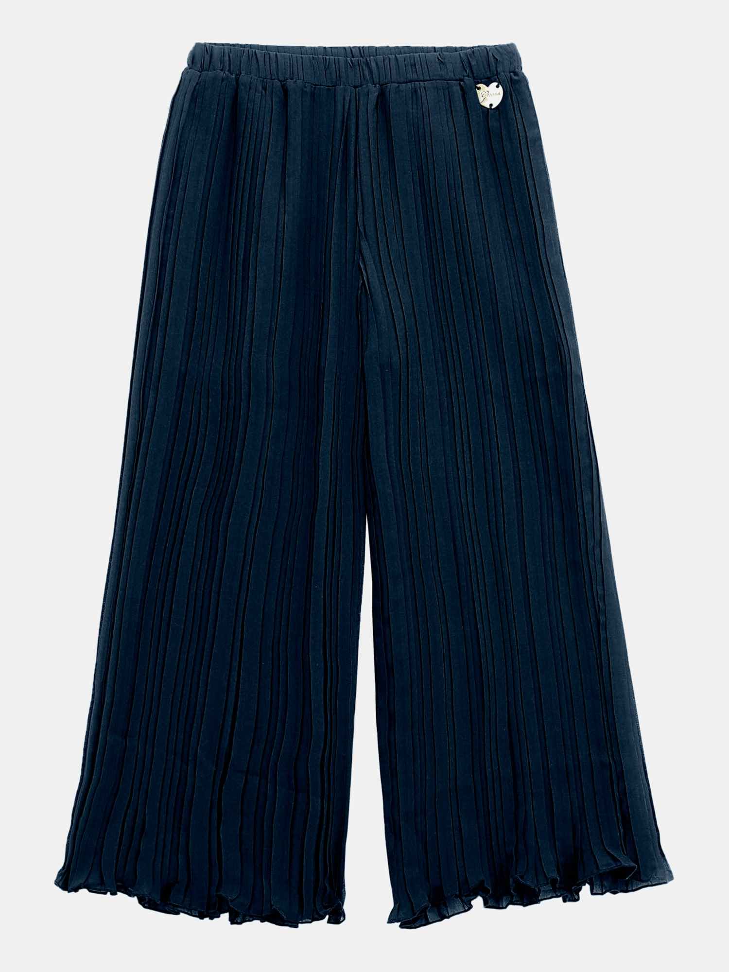 Blue Solid Pleated Palazzo Pants