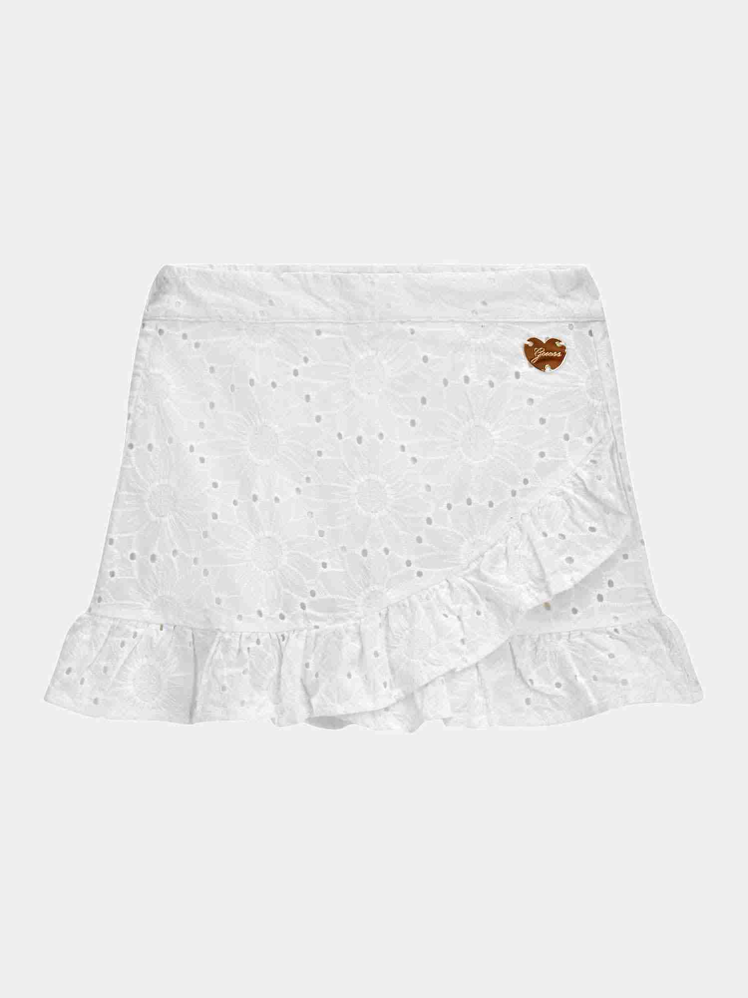 White Embroidered Wrap Style Skirt