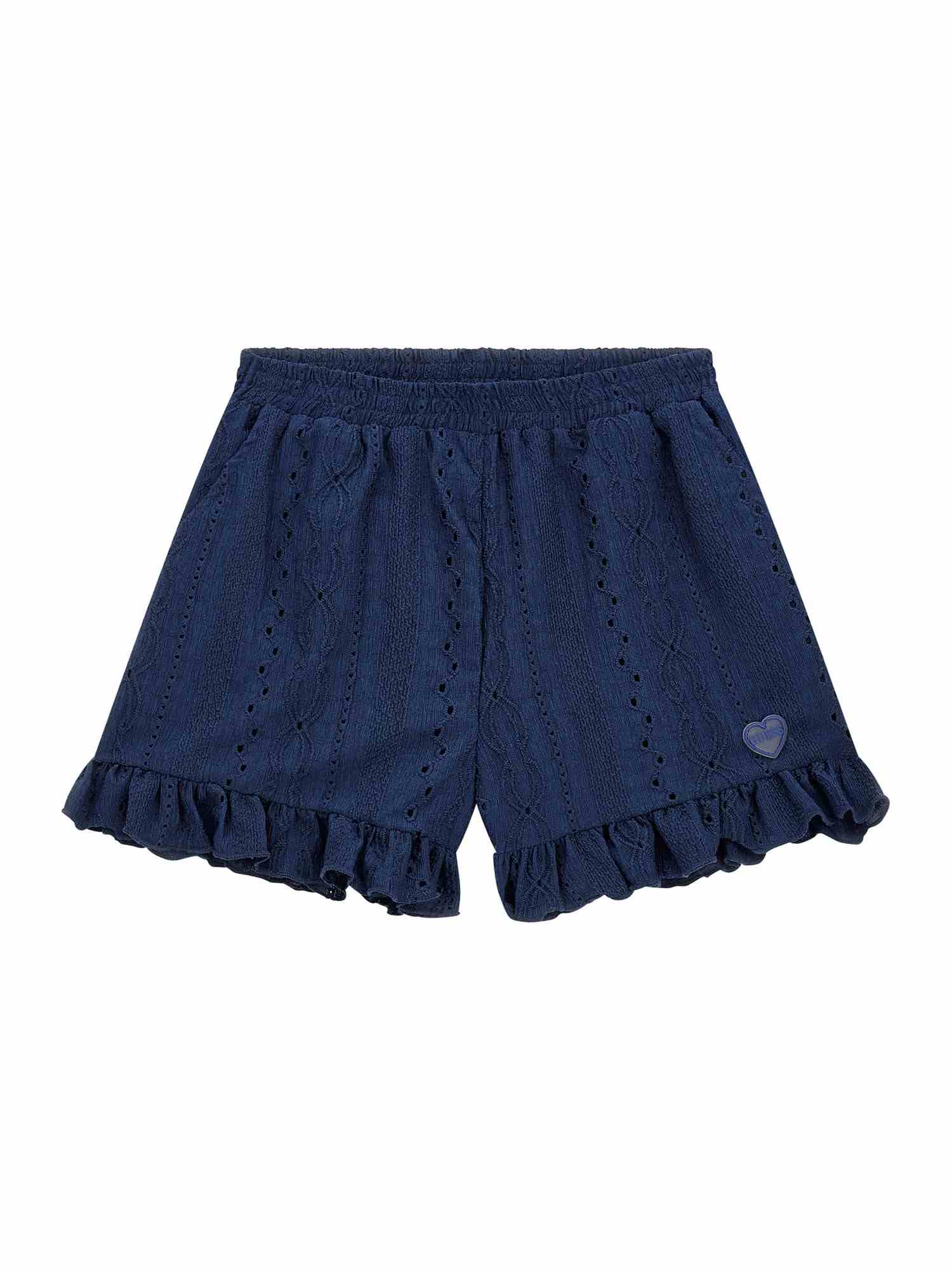 Blue Embroidered Shorts