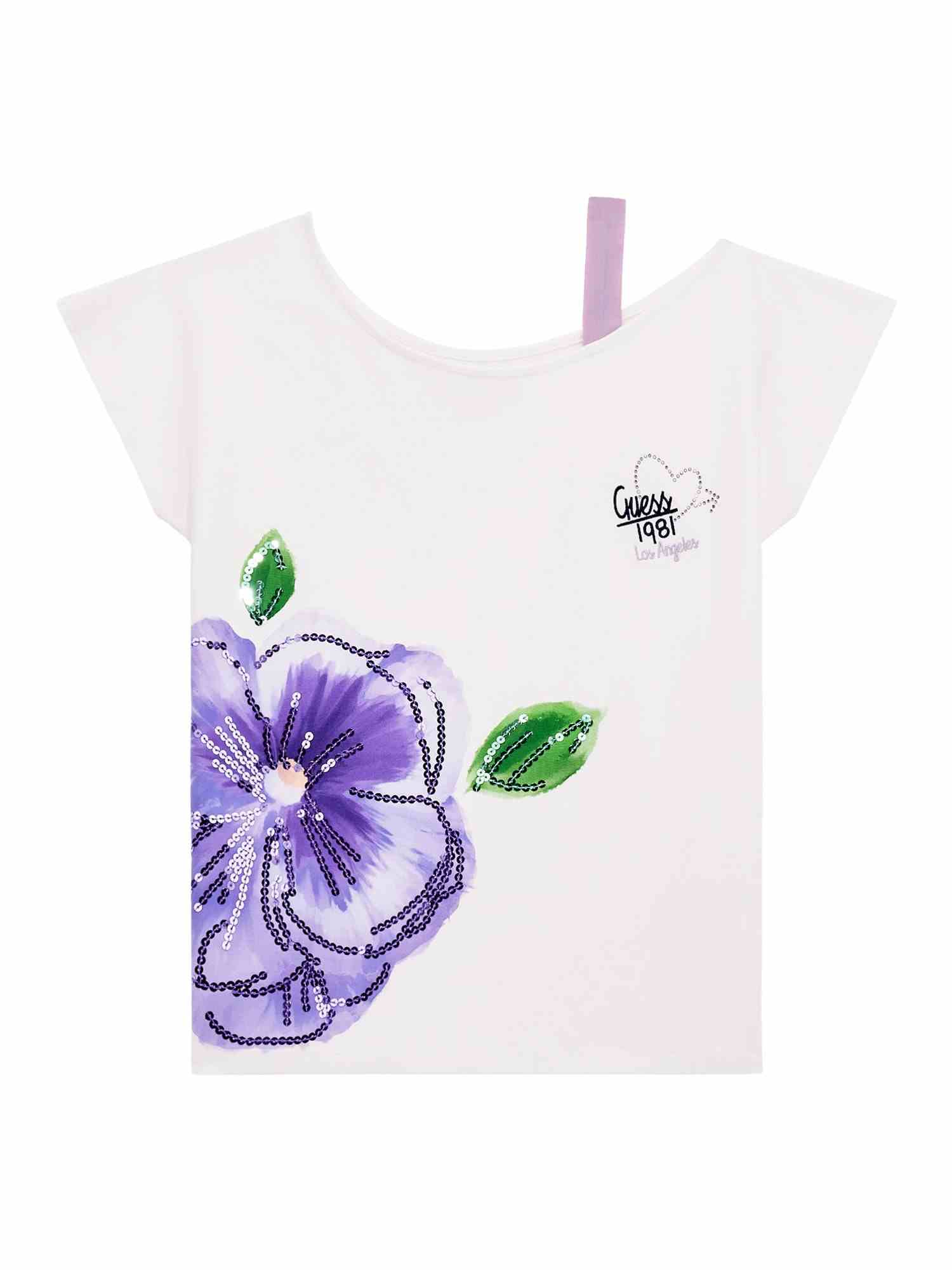 White Round Neck Short Sleeves Embellished T-Shirt