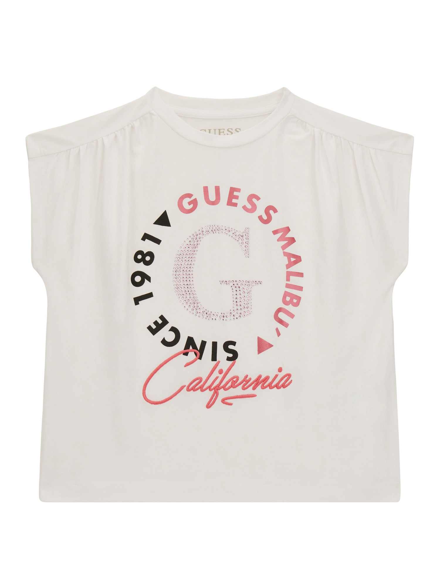 White Round Neck Short Sleeves Printed T-Shirt