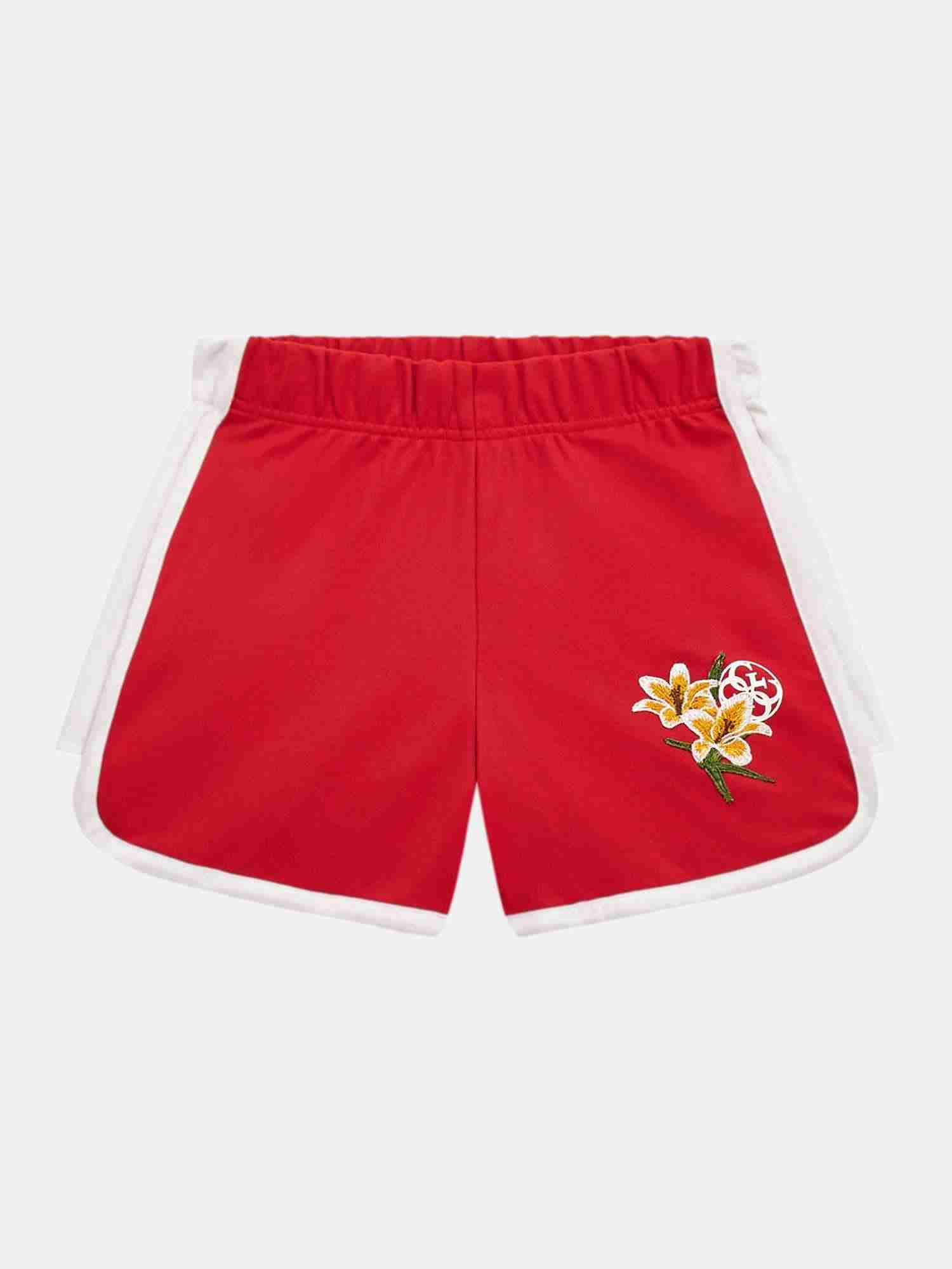 Red Embroidered Shorts