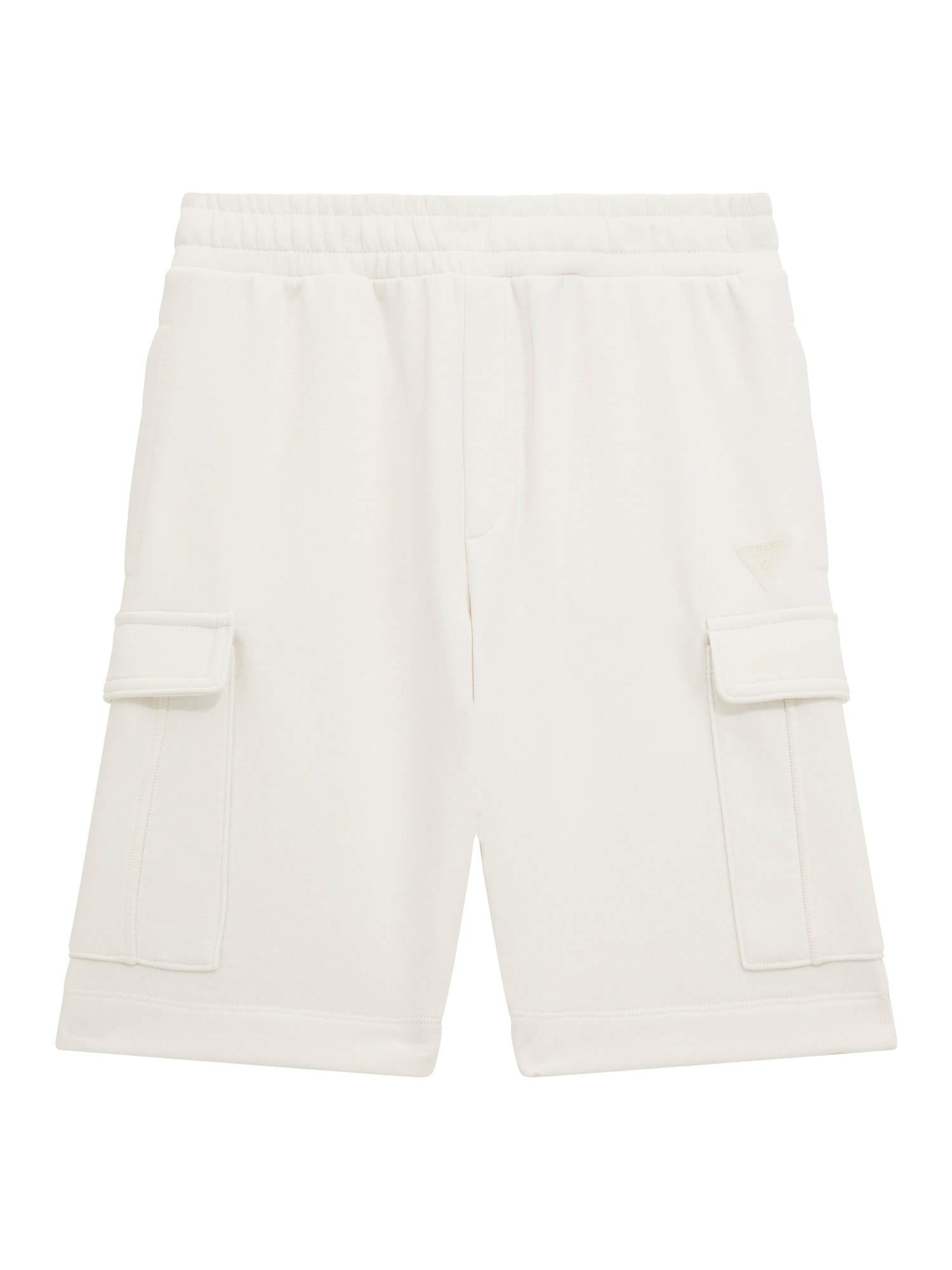 Off White Solid Cargo Shorts