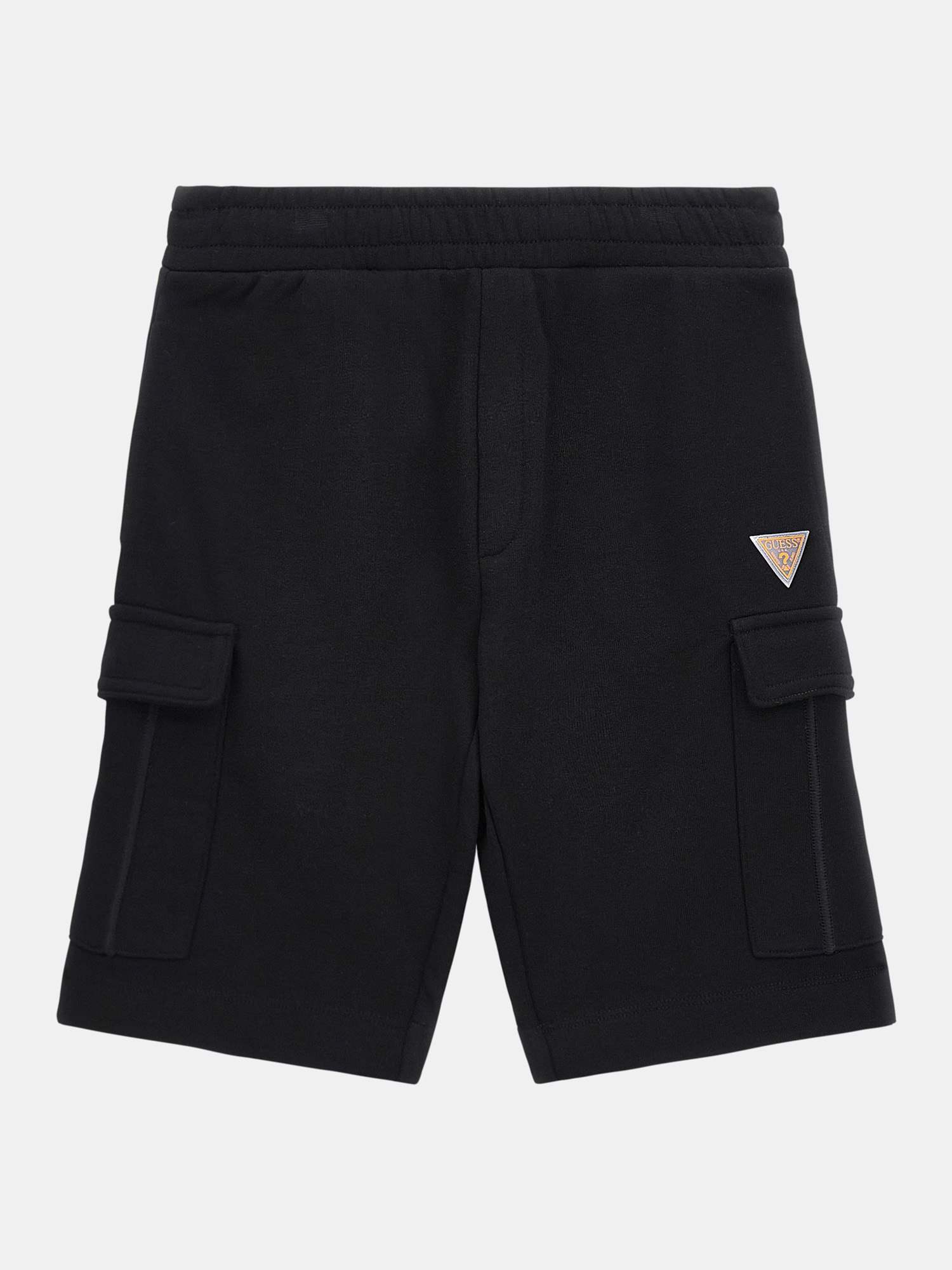 Black Solid Cargo Shorts