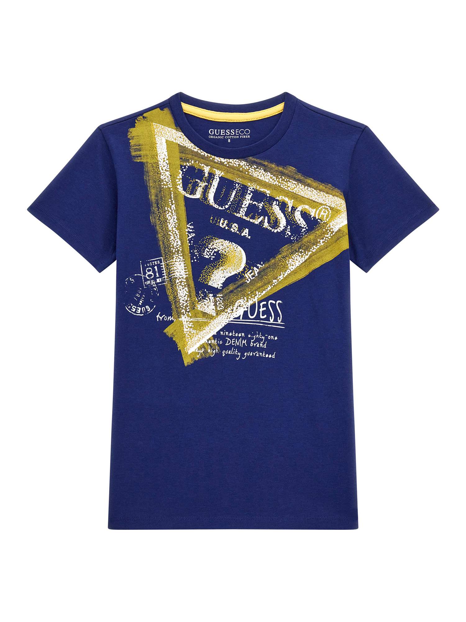 Blue Round Neck Short Sleeves Printed T-Shirt