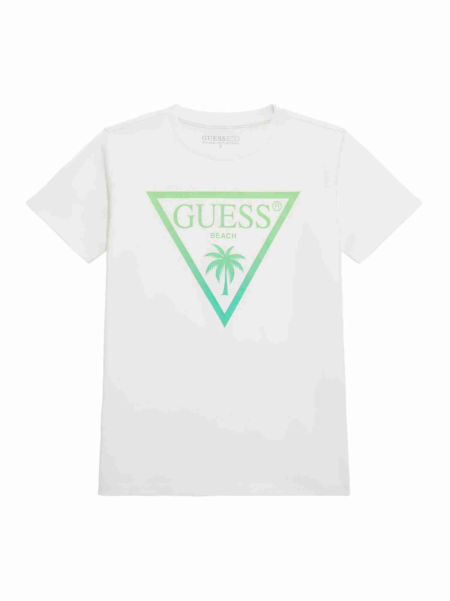 White Round Neck Short Sleeves Printed T-Shirt