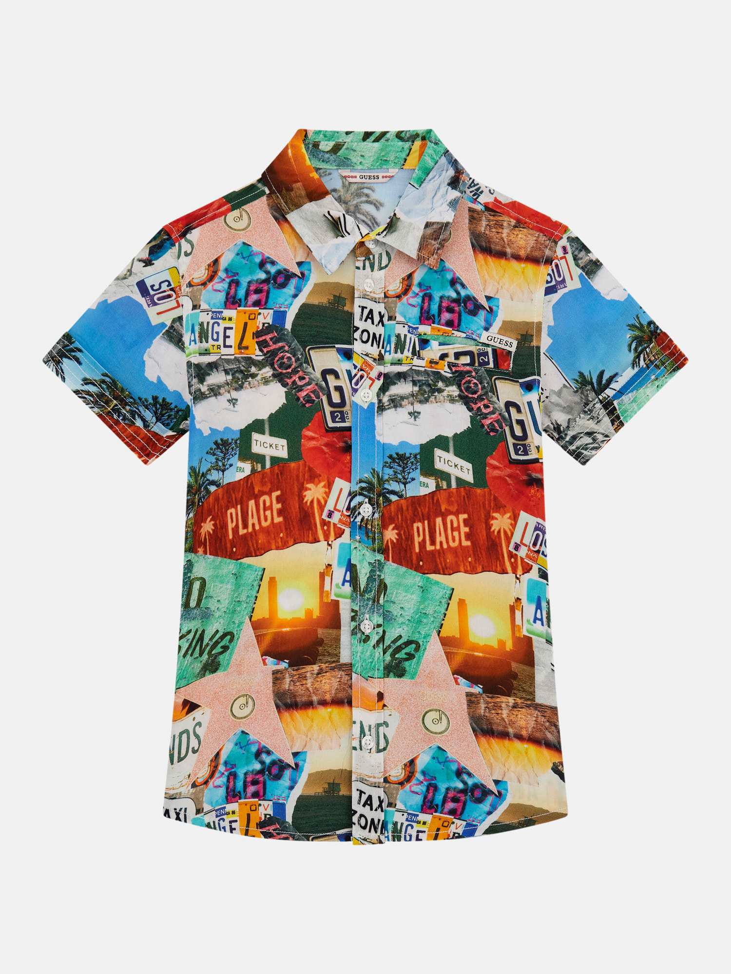 Multi Spread Collar Short Sleeves Printed Shirt