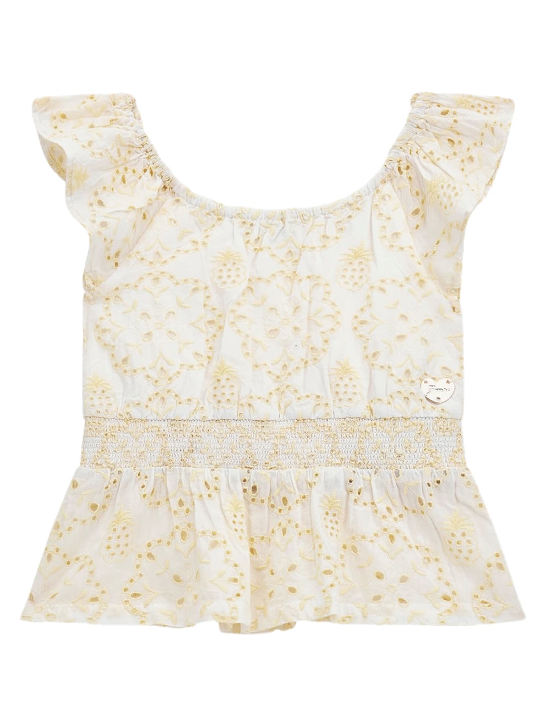 GUESS Mixed Pineapple Yell Cotton Kids Blouse