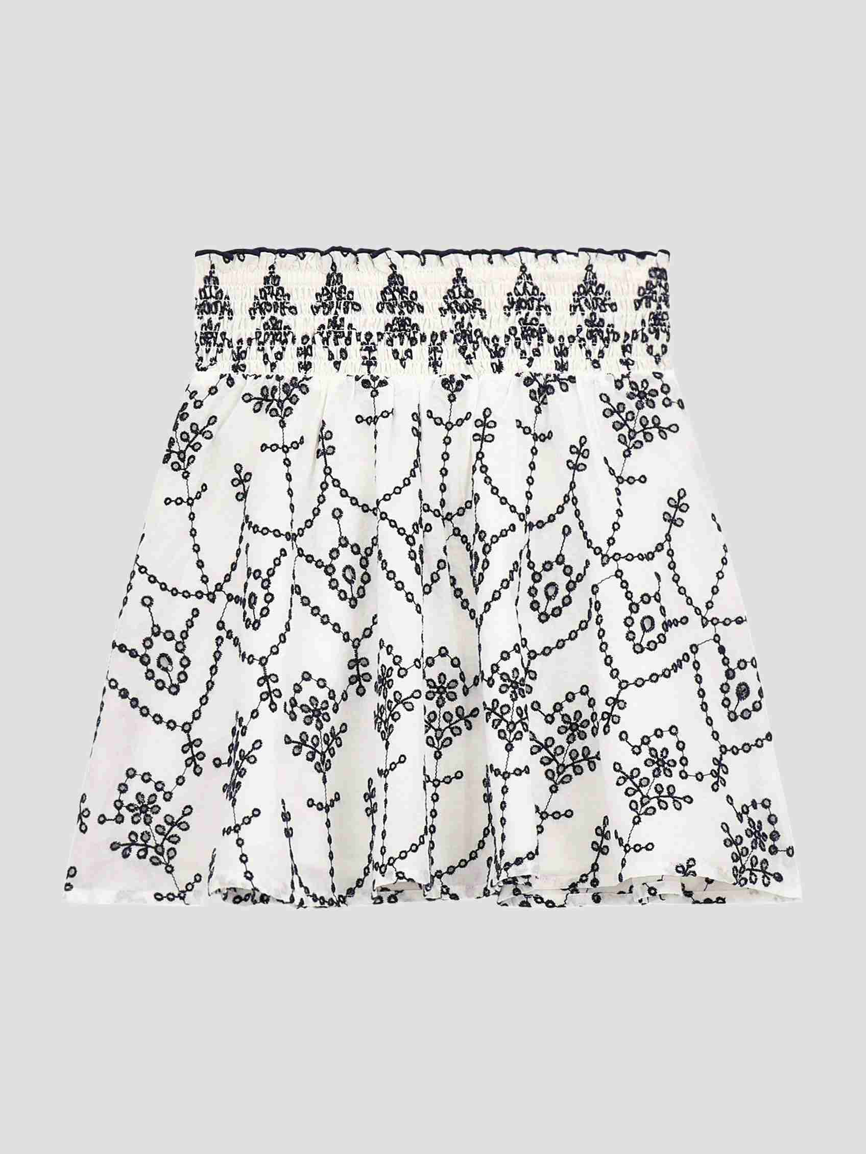 White Printed A-Line Skirt