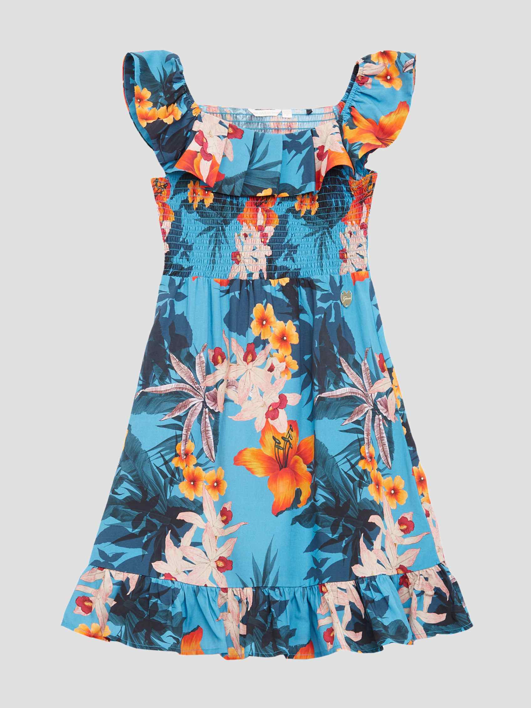 Multi Round Neck Sleeveless Printed Fit And Flare Dress