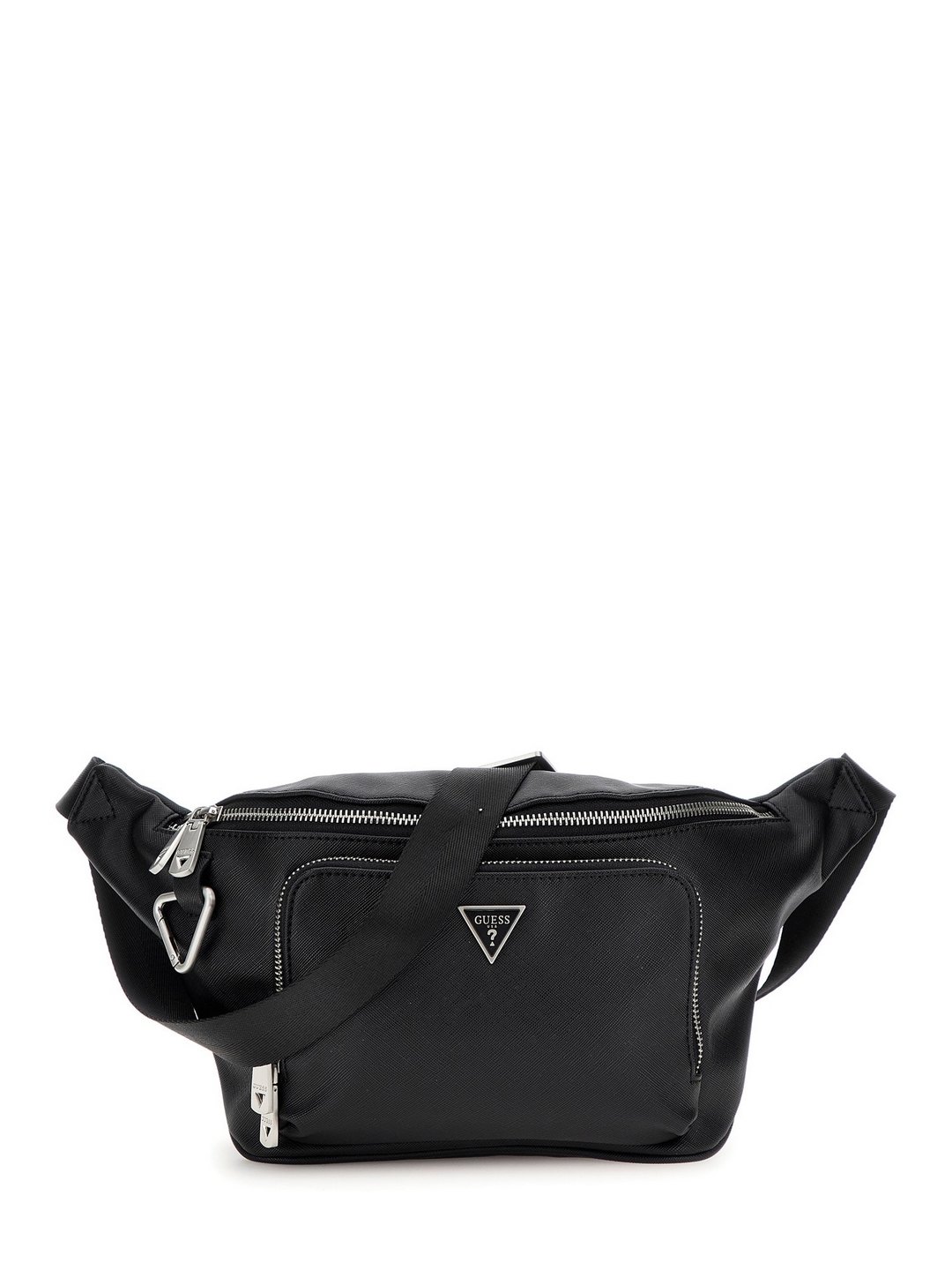 Black Solid PU Waist Bag