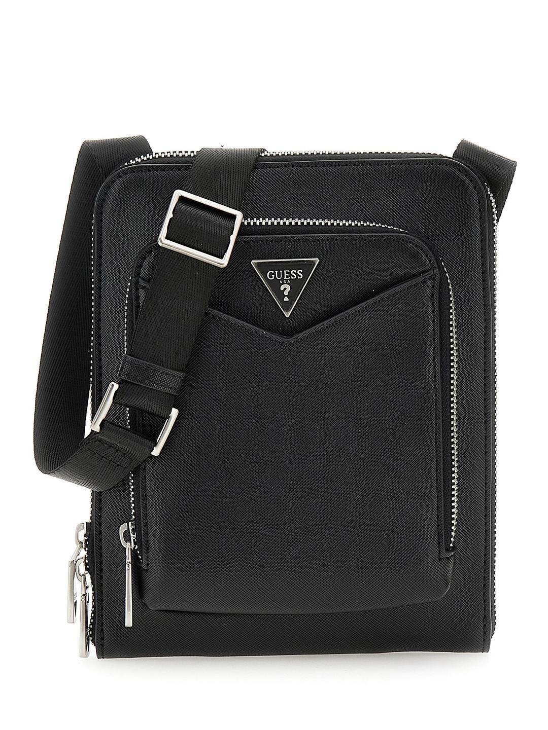 Siena Flat Black Solid Crossbody Bag