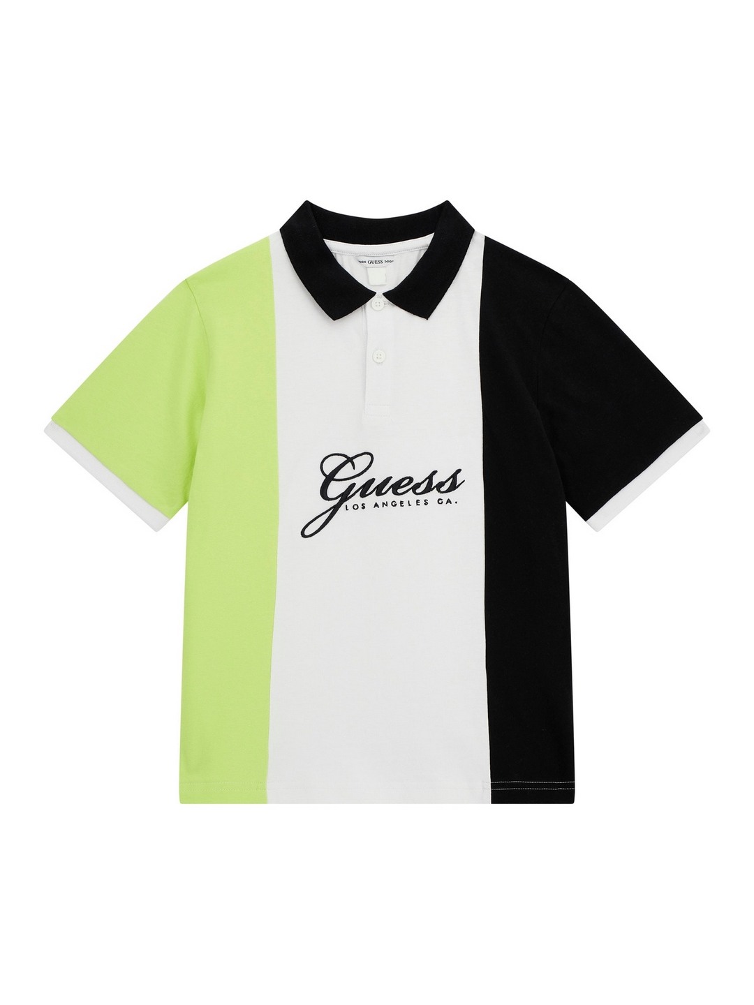 Black Lime Pure Cotton Colorblock Oversize Polo T-Shirt