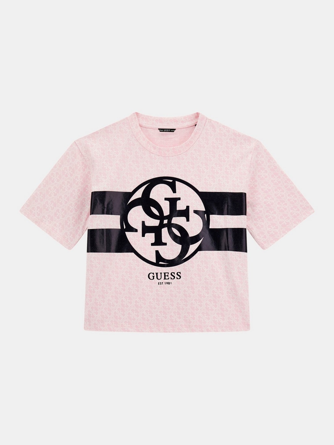 Pink Round Neck Short Sleeves Printed T-Shirt