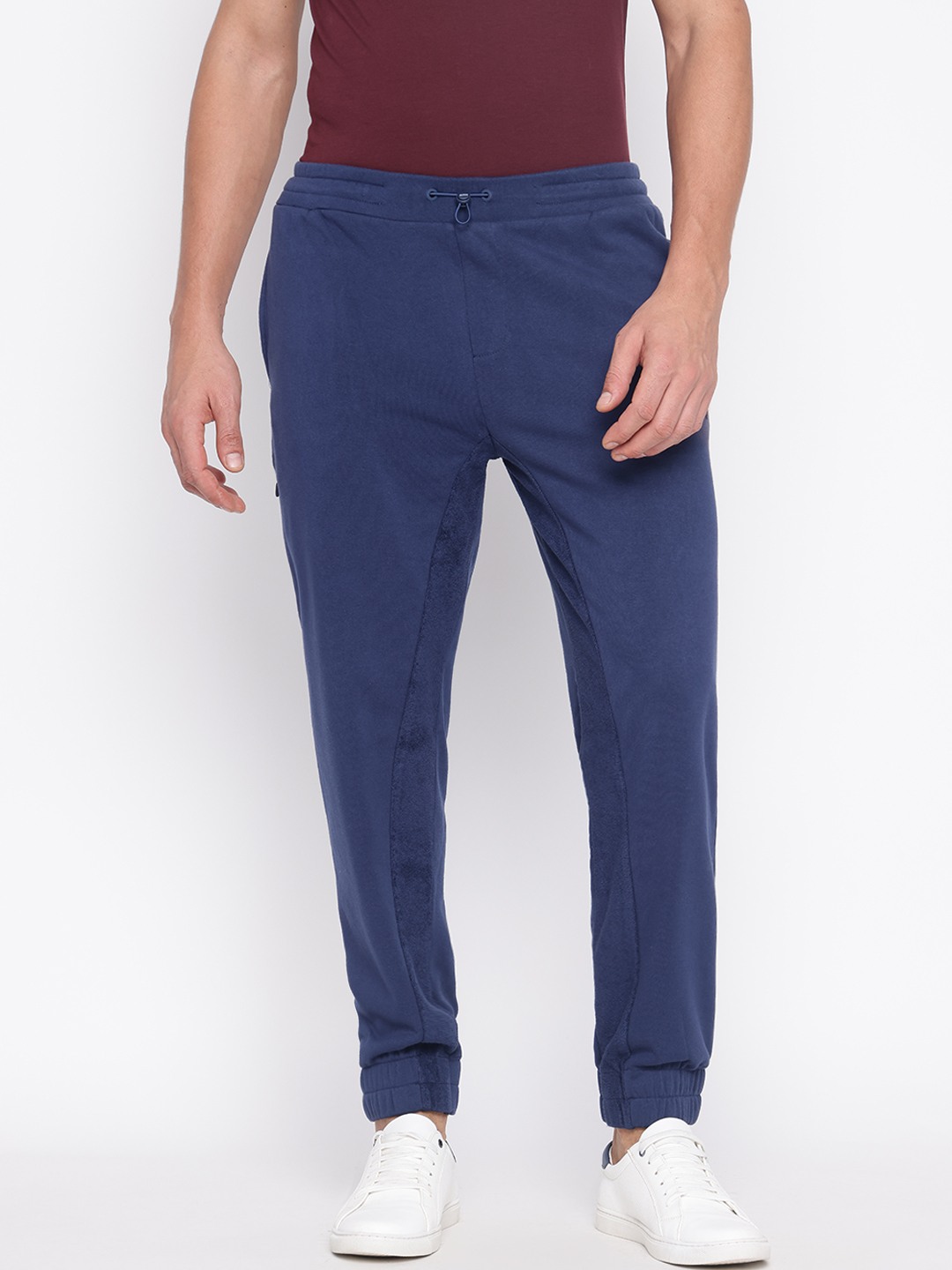 Blue Solid Joggers With Drawstring Closure