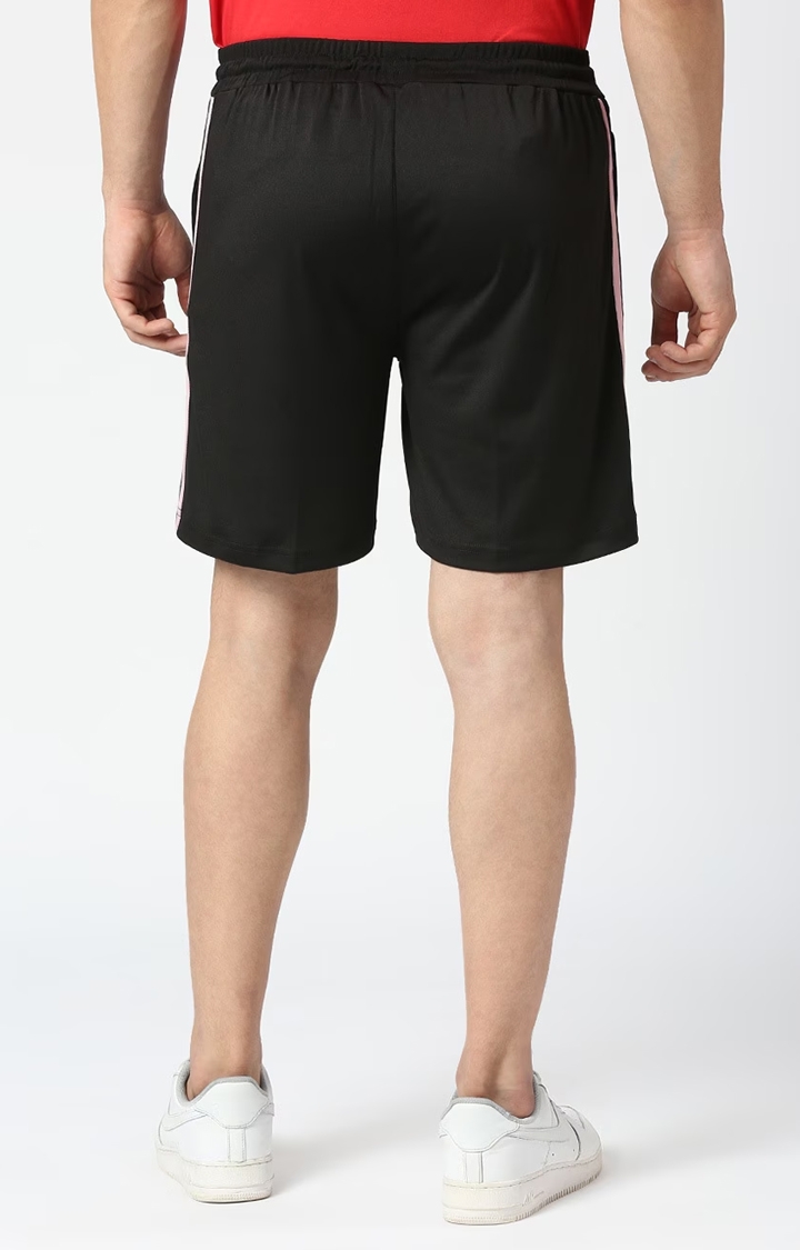 Men's Black Polyester Solid Short