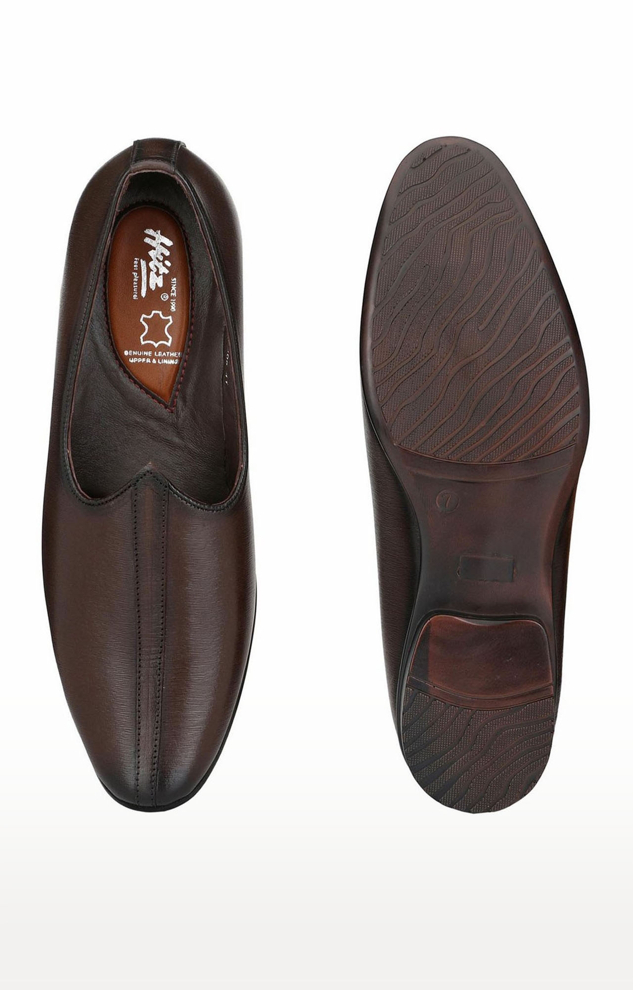 Hitz | Hitz Brown Leather Slip-On Formal Shoes for Men  3