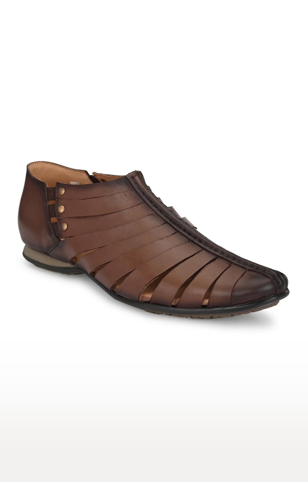 Hitz | Hitz Brown Casual Genuine Leather Sandal with Slip-On Fastening 0