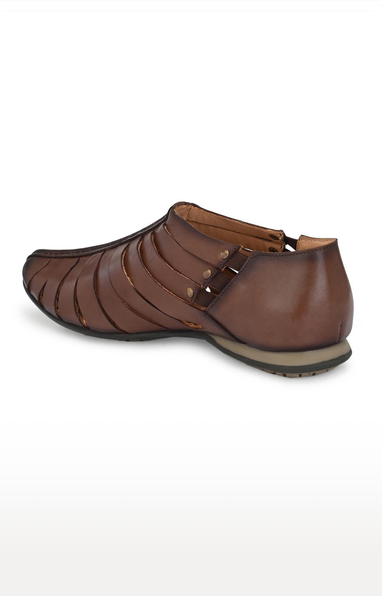 Hitz | Hitz Brown Casual Genuine Leather Sandal with Slip-On Fastening 1