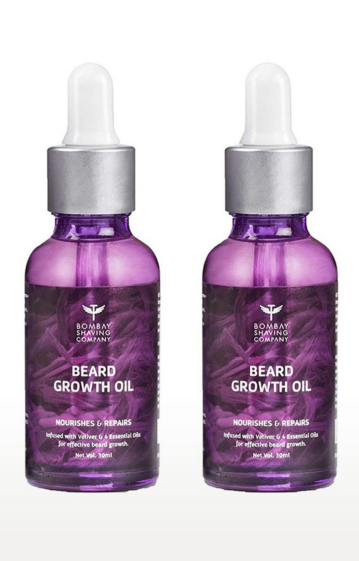 Bombay Shaving Company Beard Growth Oil For Men infused with Vetiver and 4 Essential oils (Pack of 2)