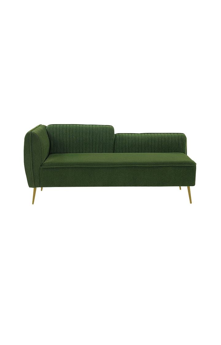 neudot Diva LHS Sofa Chaise Lounger with Golden Legs for Living Room|Bedroom|2 Person Sofa|Diwan|Premium Fabric | Solid Wood Frame|2 Seater (Colour : Emerald Green (DIY))