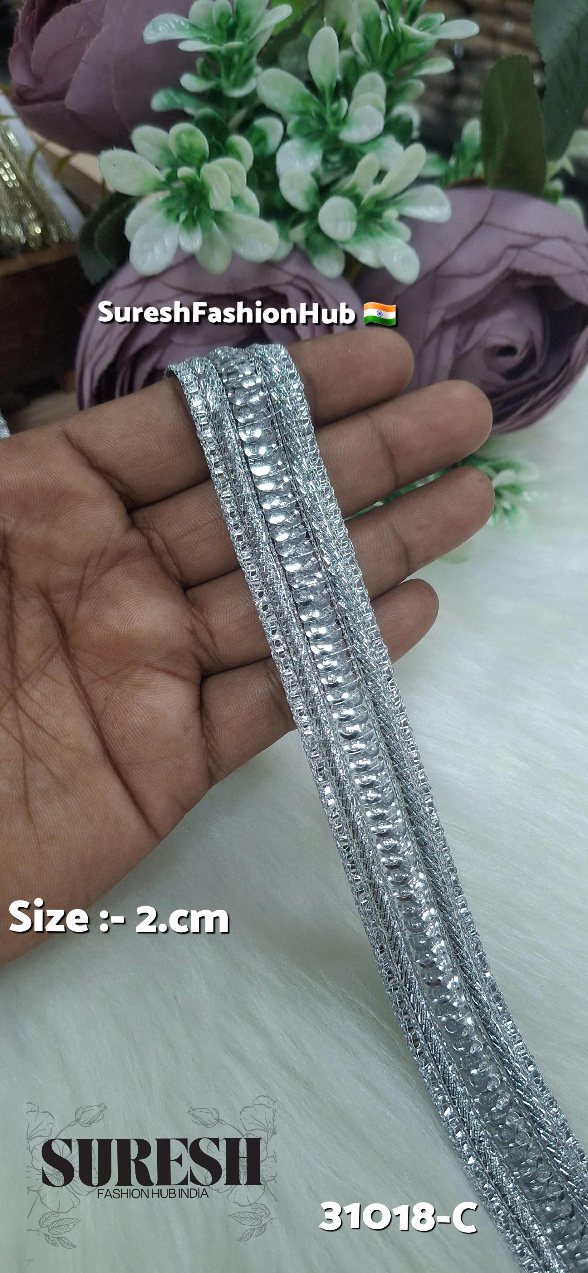 Silver Center Border Jhalar Lace