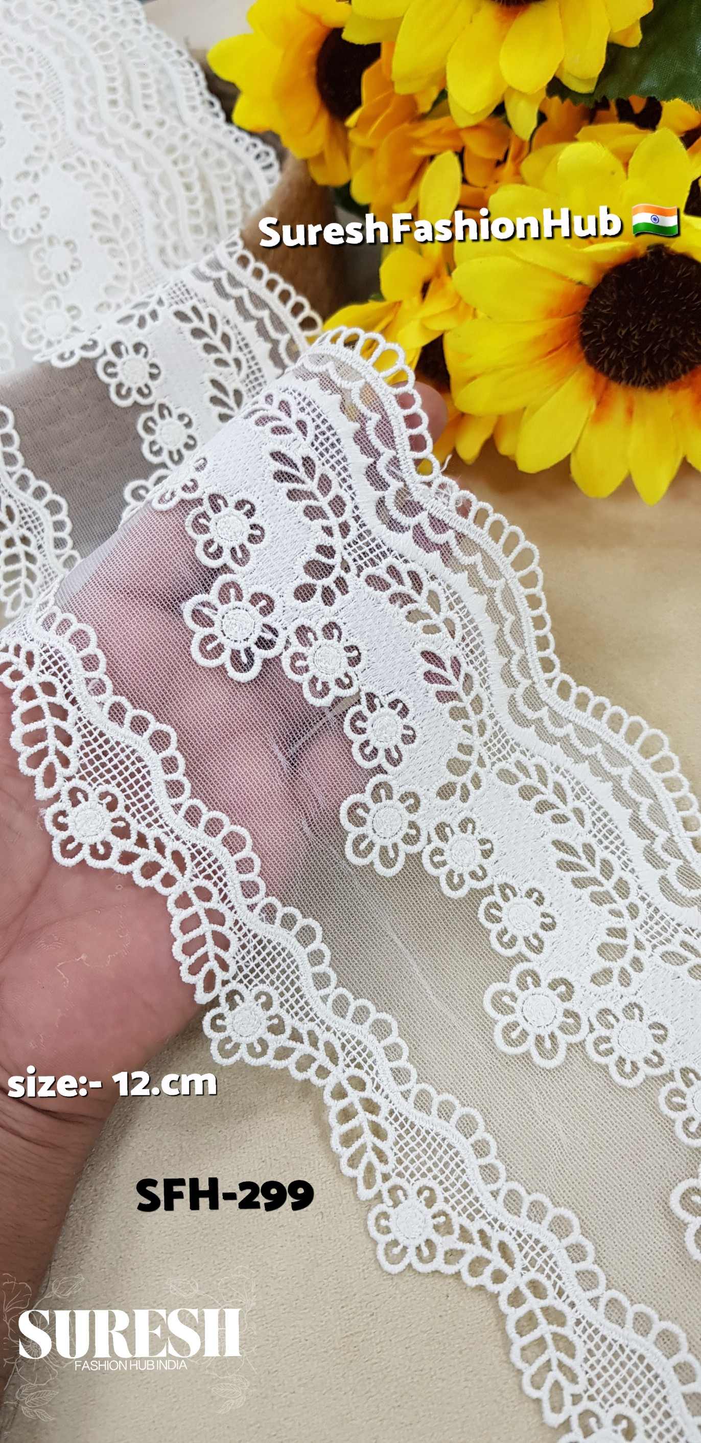 Snowfall Dual Scallop Bloom Lace – White -SFH-299
