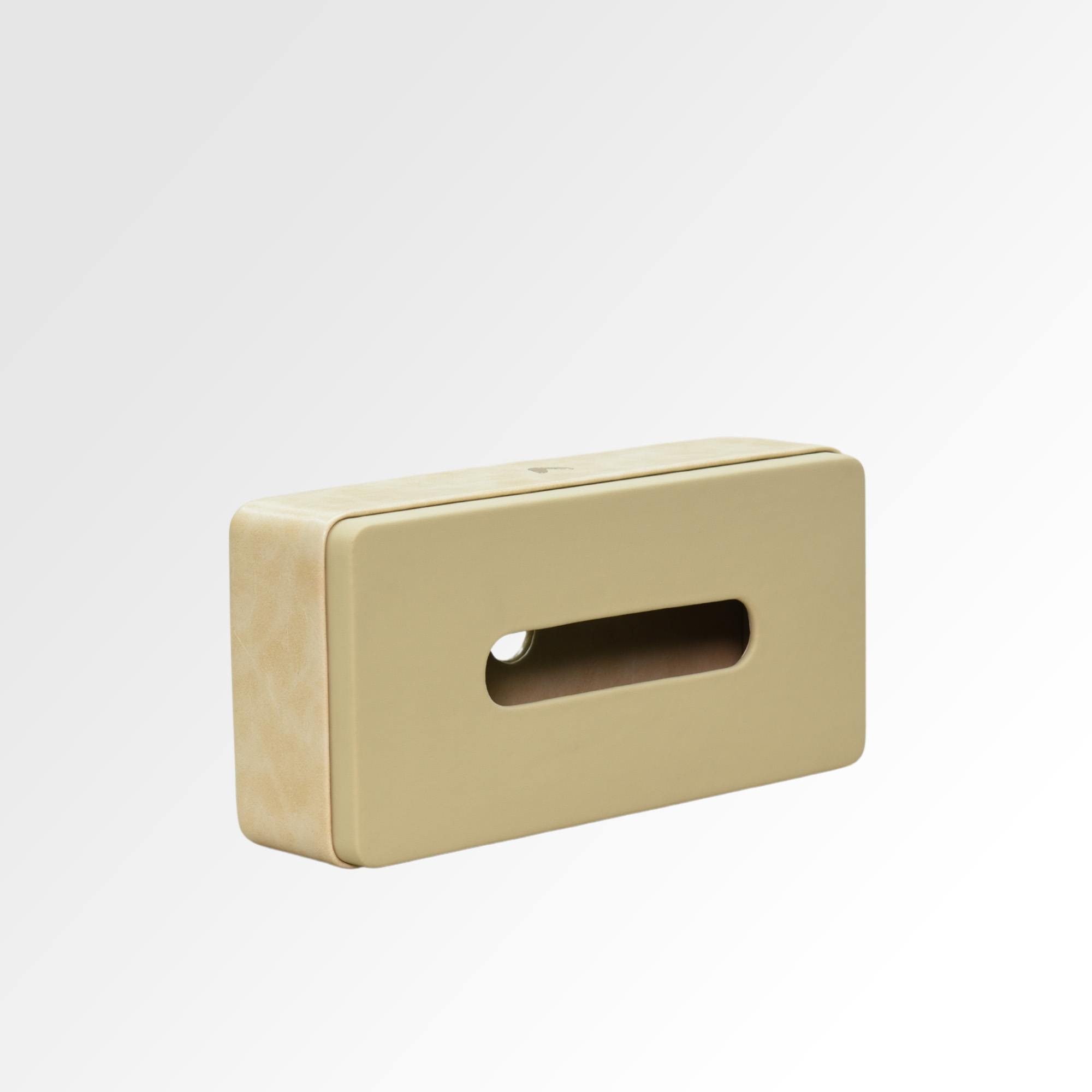 Tissue Box Holder for Home and Office in Premium Faux Leather | Size: 9.5 x 4.5 x 2.5(H) Inches | Moderno | Cream