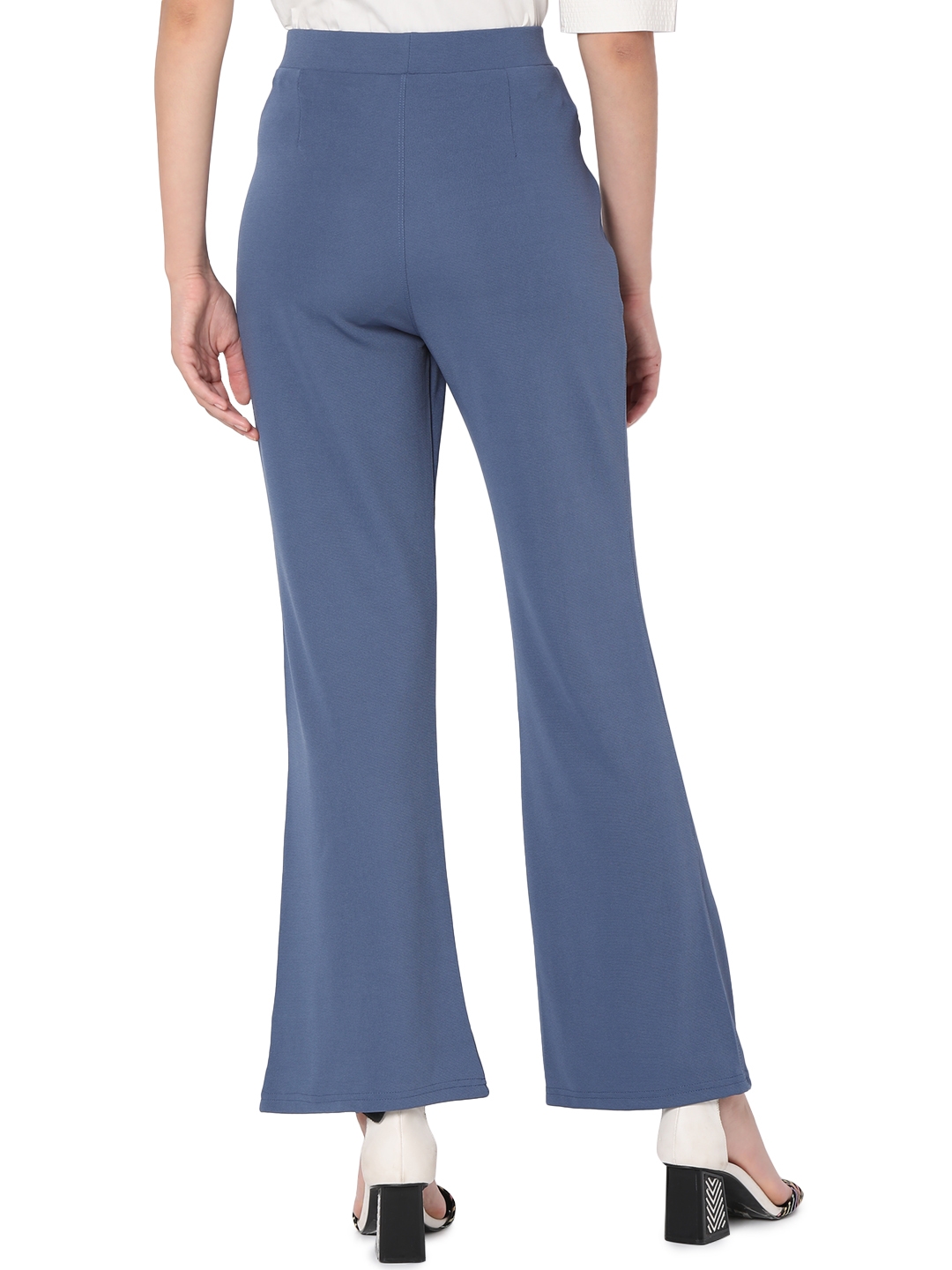 Smarty Pants | Smarty Pants women's cotton lycra bell bottom indigo blue formal trouser 3
