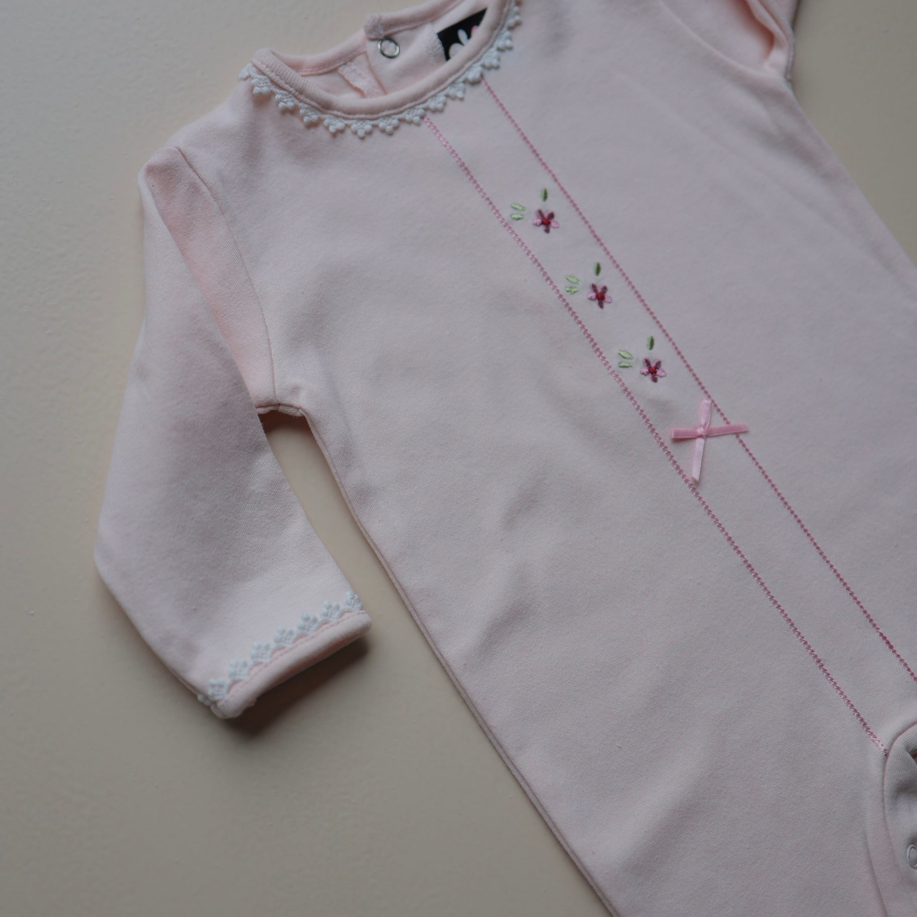 Rosy Bloom Lace Baby Romper