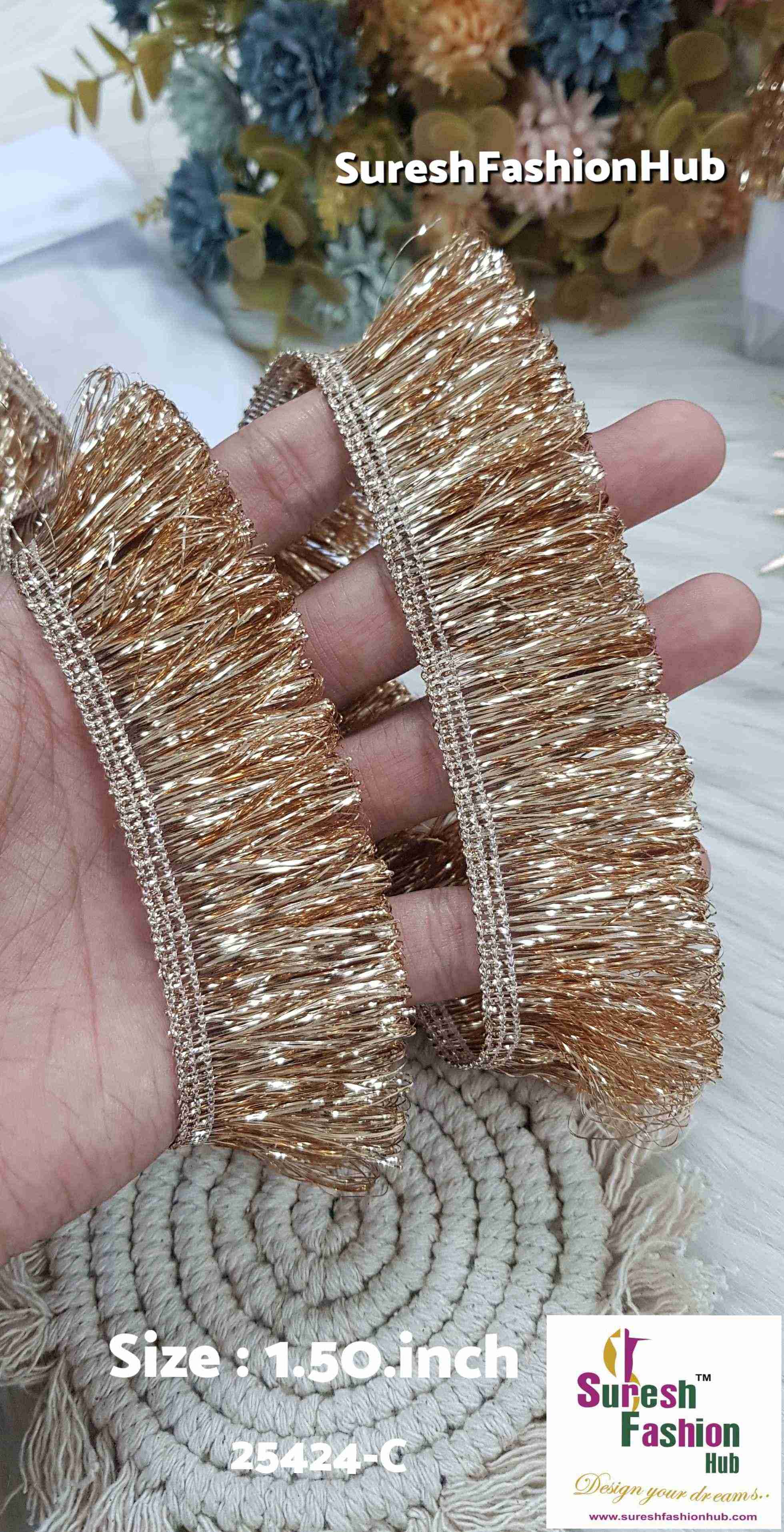 Rose Gold Badla Fringe Lace