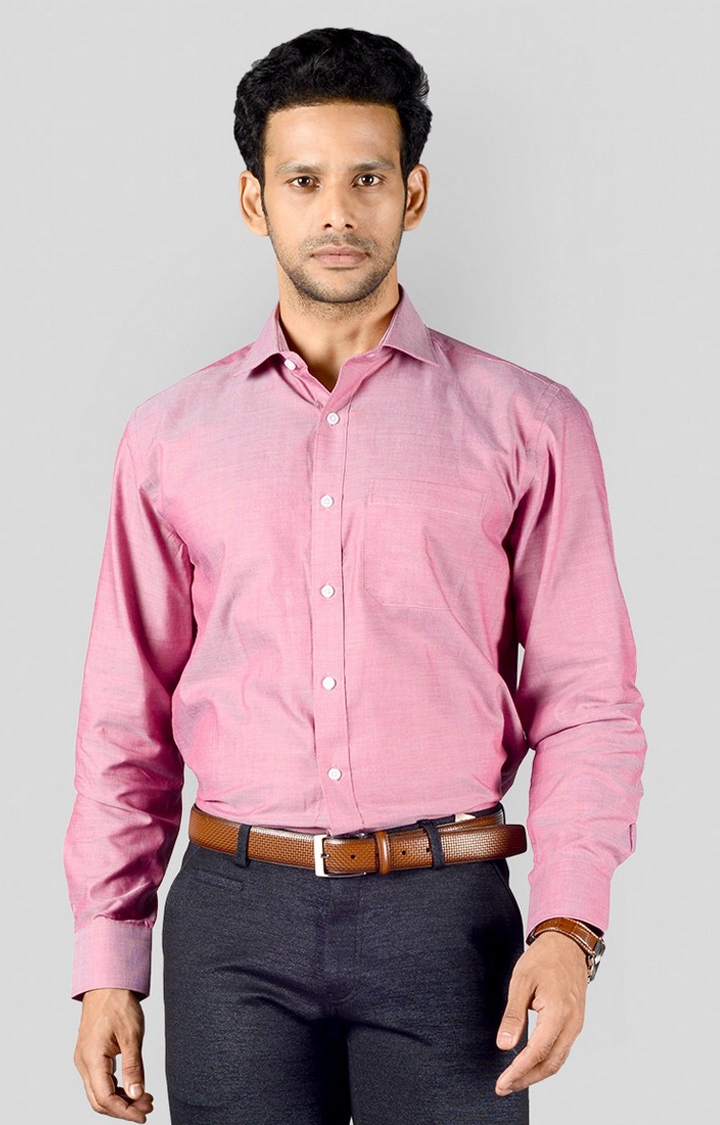 JadeBlue | Men's Pink Cotton Melange Formal Shirts 0