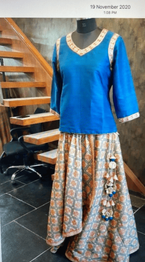 Emroidered Tussar Ghagra+Top   