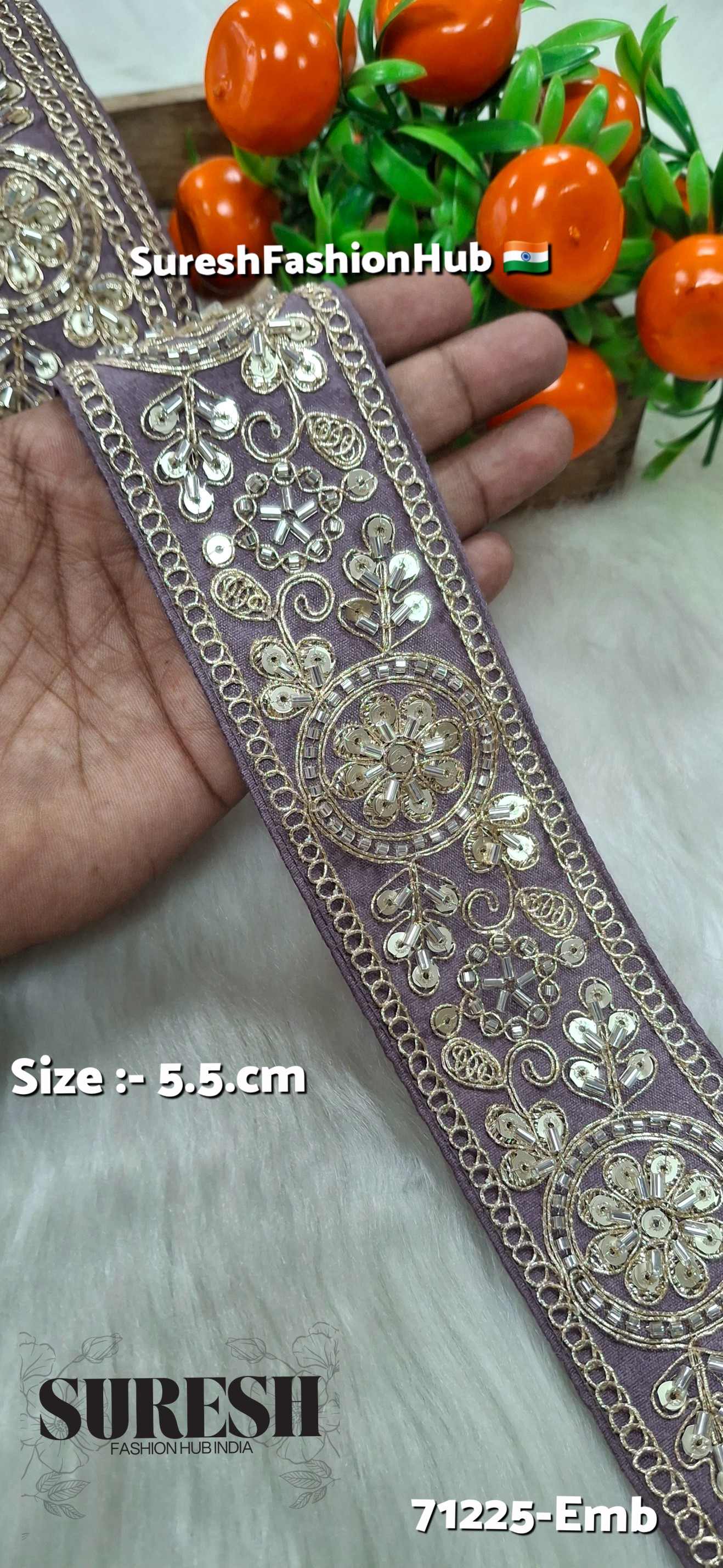 Lilac Luster Floral Cutdana Bead Embroidery Lace – Design No. 71225-Emb
