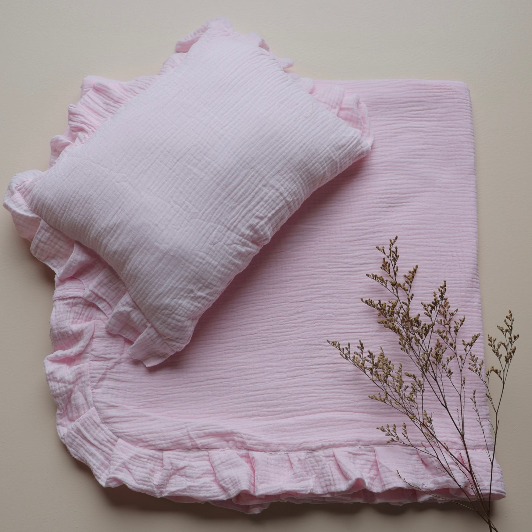 RoseWhisper Muslin Blanket & Pillow Set