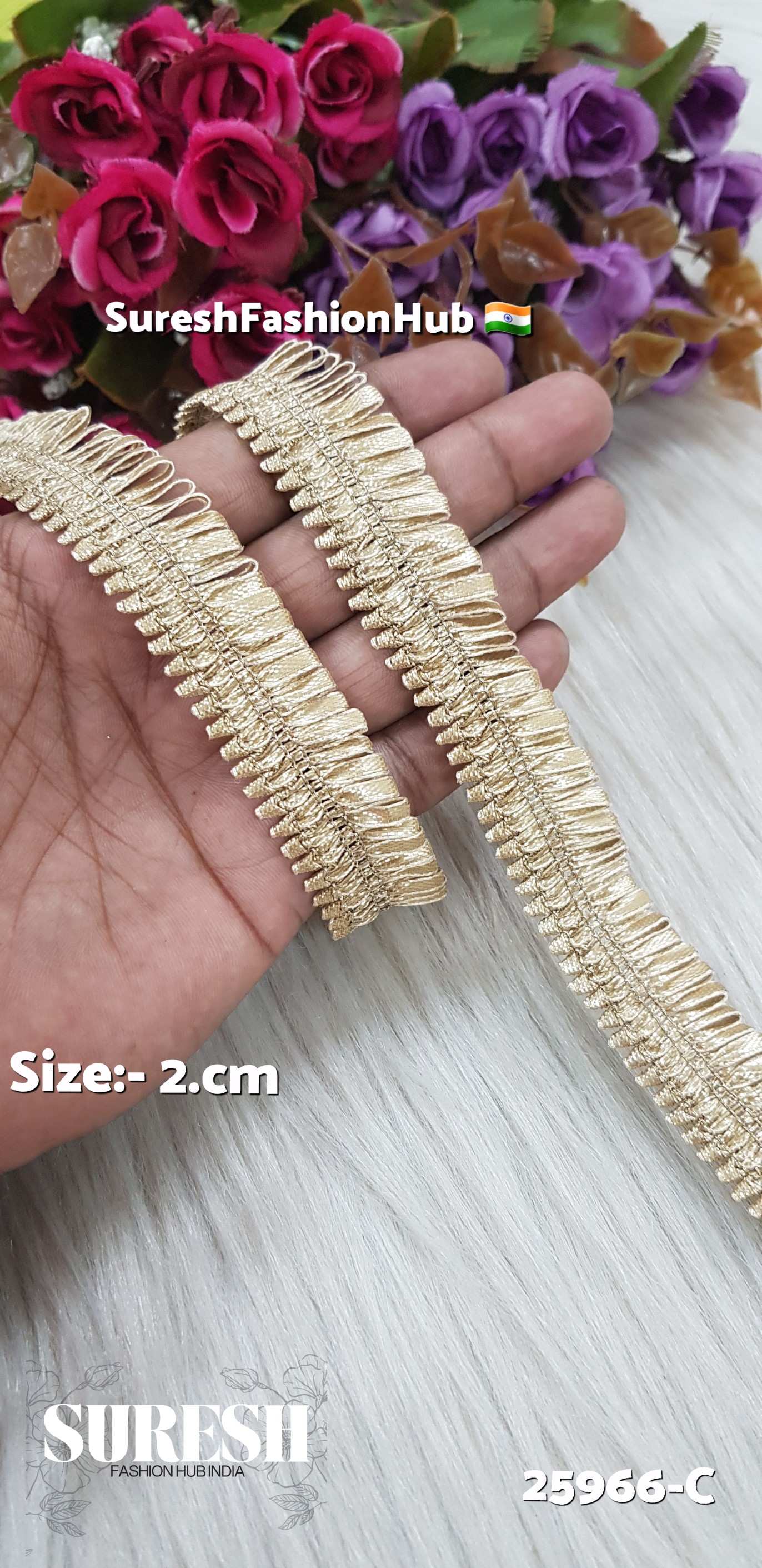 25966-C Pearl Gota Patti Samosa Jhalar Lace – 2 cm