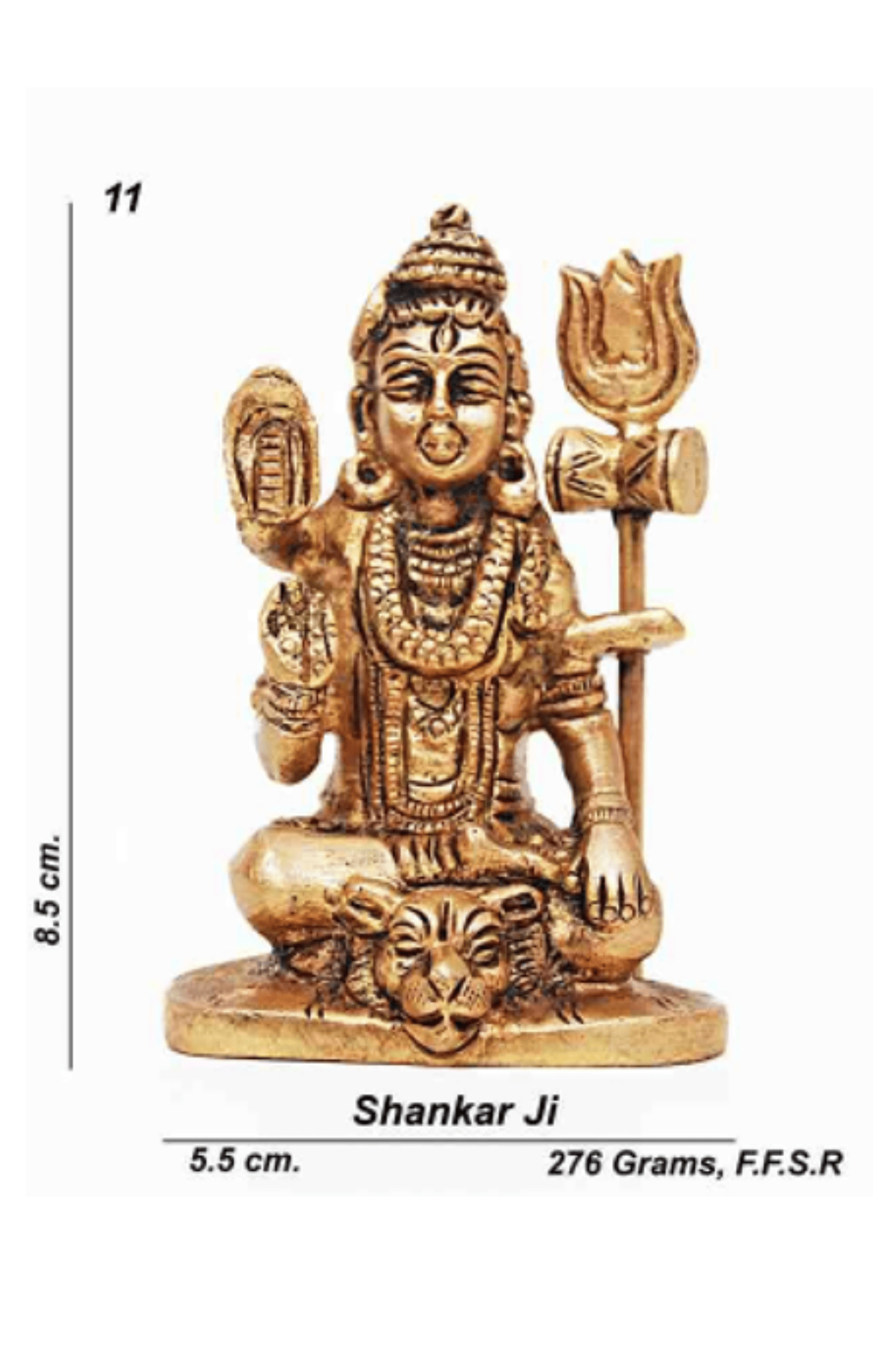 Shiv Ratan Kendra Asthdhatu Lord Shiv Murti : Size - 8.5"X5.5" : To Worship in Temple at Home or Keep At Office Desk