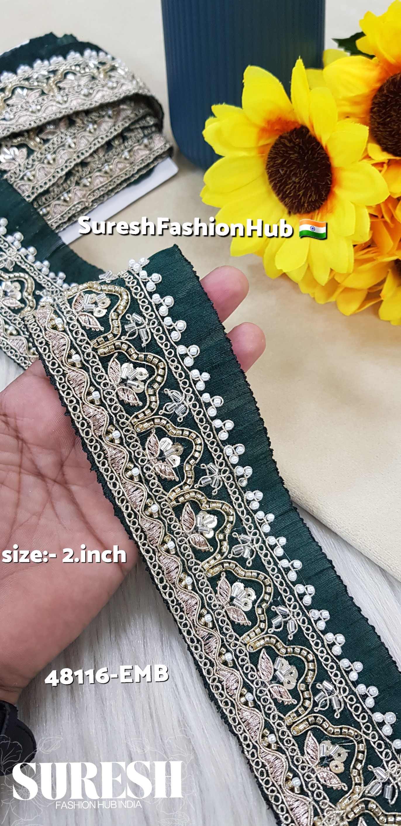 Bottle Green Emerald Grace Embroidery Lace