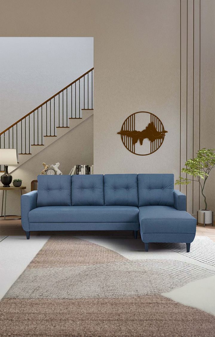 neudot Aria 6 Seater LHS Sectional Sofa in Earth Blue Colour