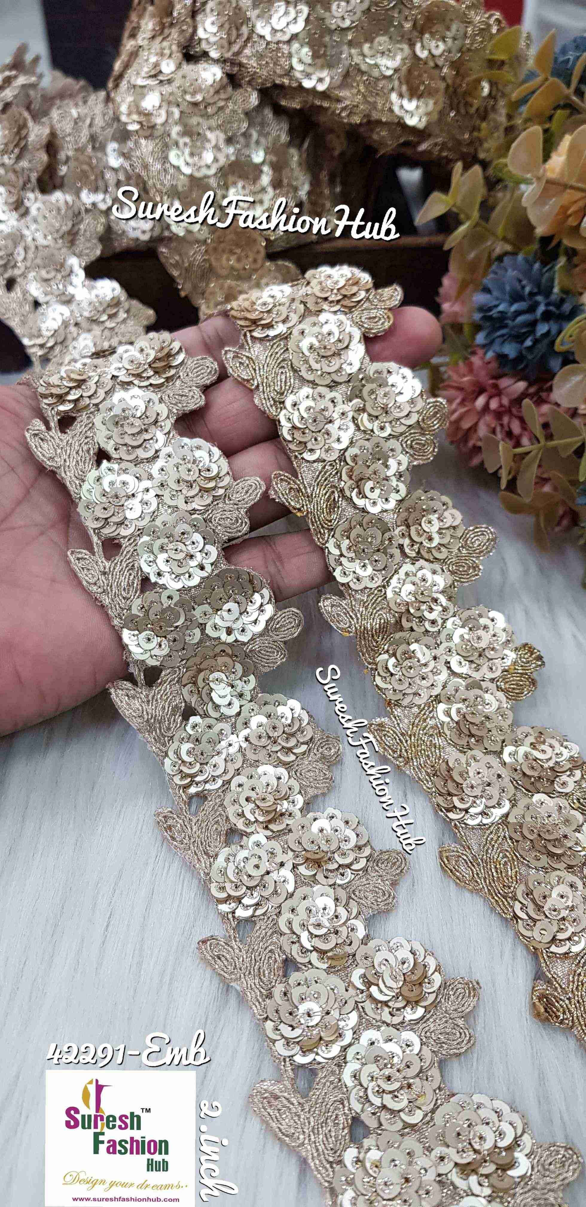 Two Tone  Floral Harmony Cutwork Sequin Lace