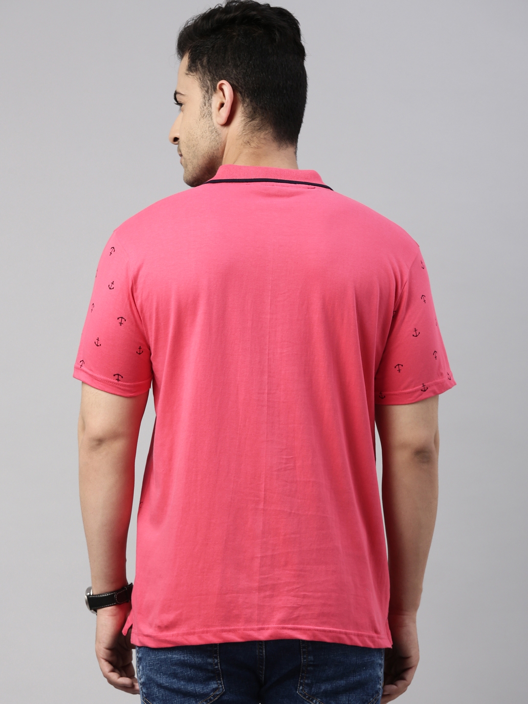 Kryptic | Men's Pink Cotton Printed Polos 3